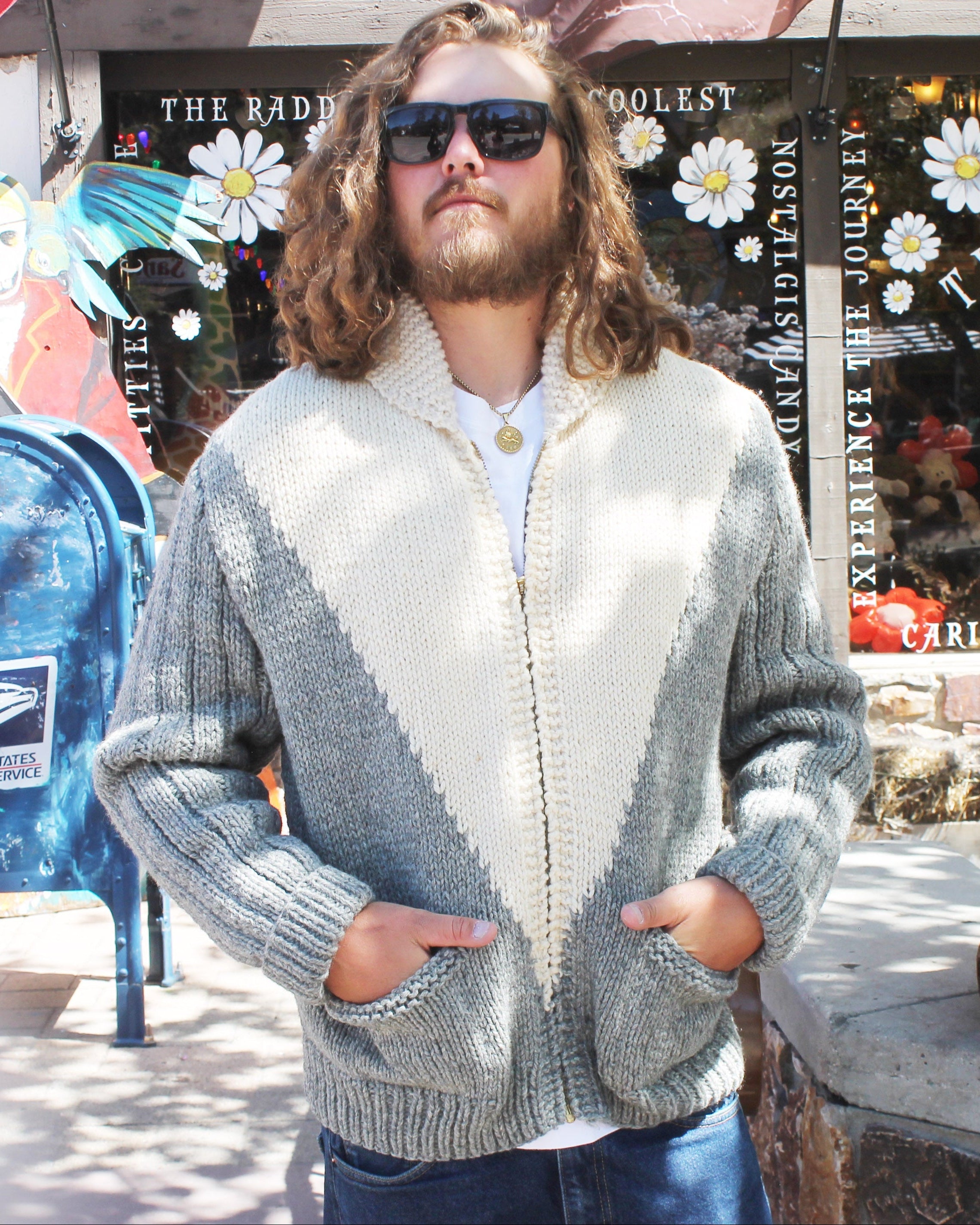 Rare Vintage 50's Rockabilly Cowichan Race Car Sweater Cardigan