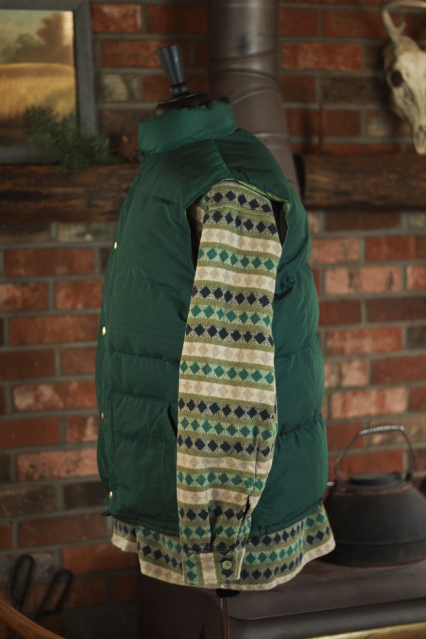 "Walls Blizzard Pruf Down Puffer Vest – 70's/80's Dark Green Button-Up Nylon"