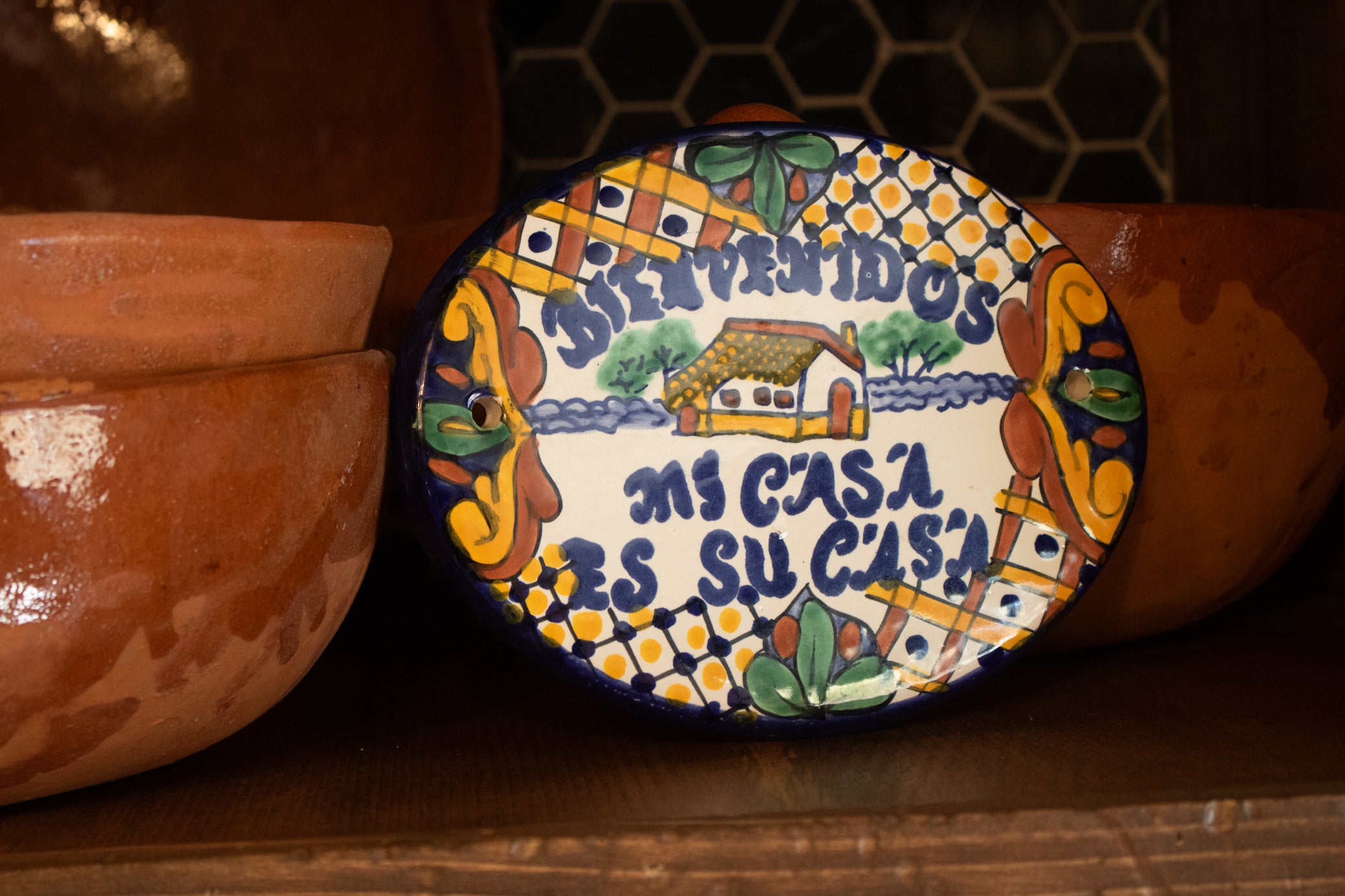 "Bienvenidos" Mi Casa Es Su Casa" Colorful Decorative Ceramic Handpainted Sign