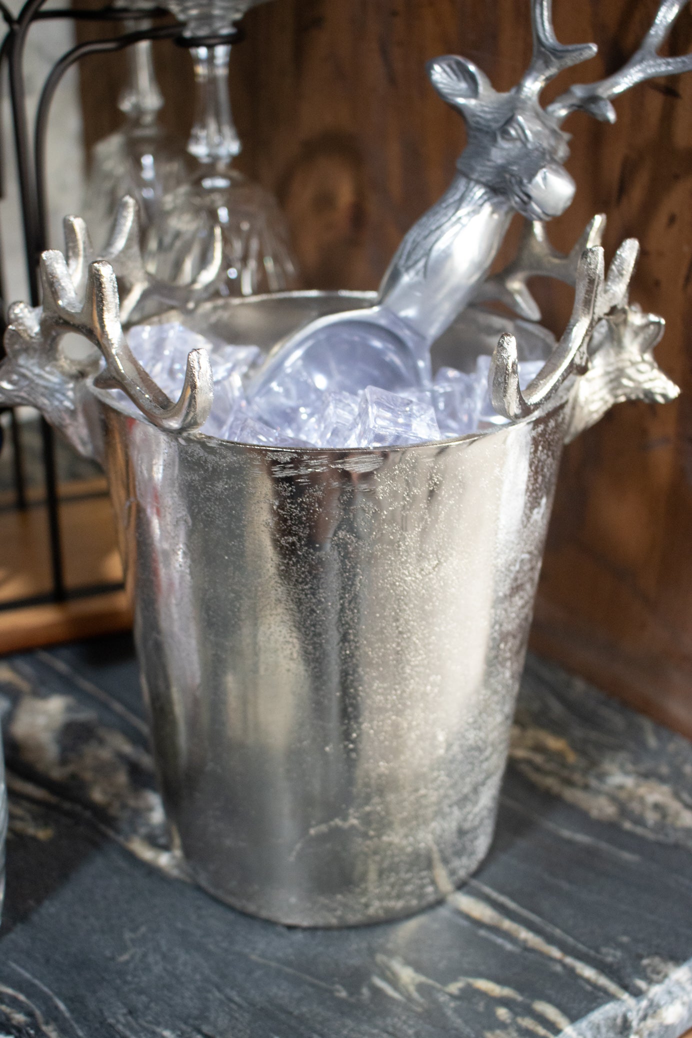 Chrome Deer Champagne Wine Bucket with Handles