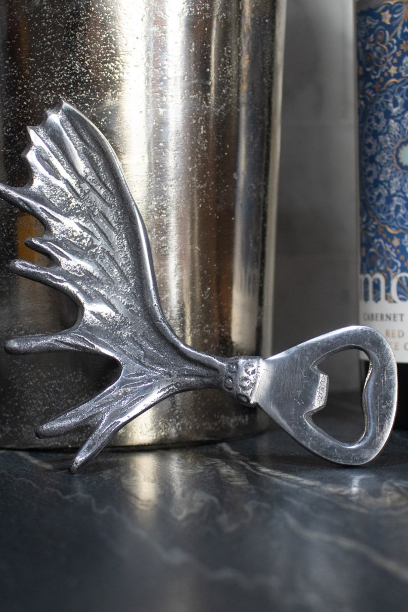 Chrome Moose Antler Bottle Opener