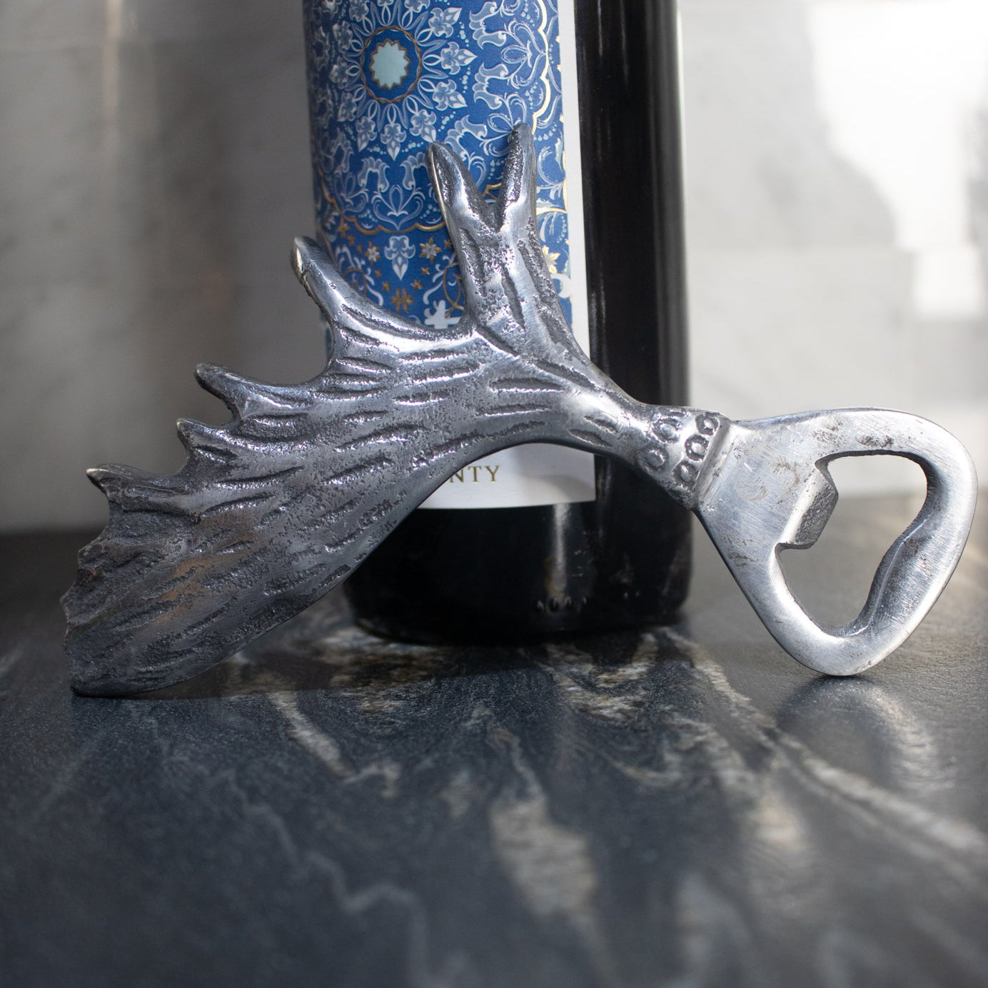 Chrome Moose Antler Bottle Opener