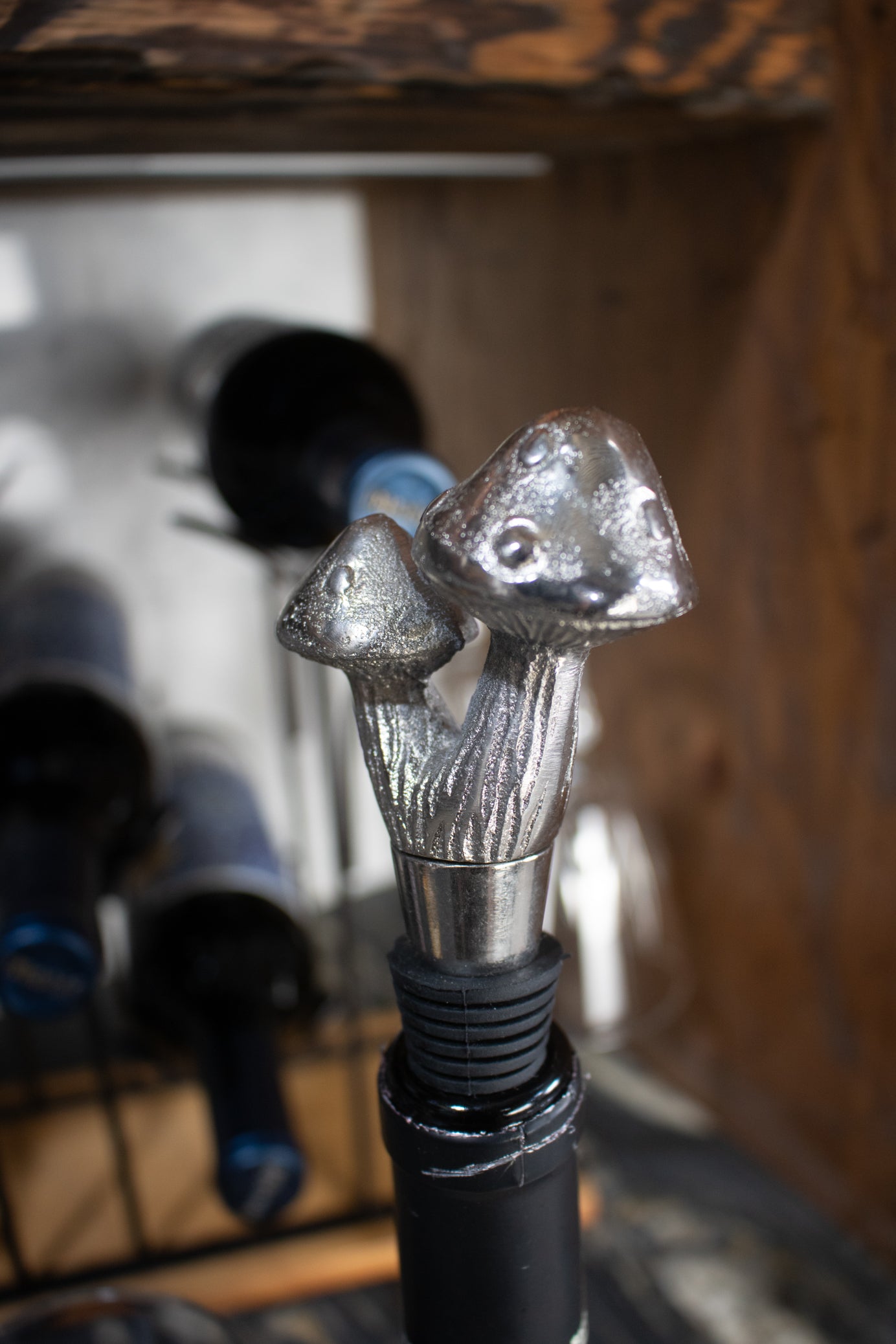 I am Wine Bottle Stopper Cast Aluminum Mushrooms