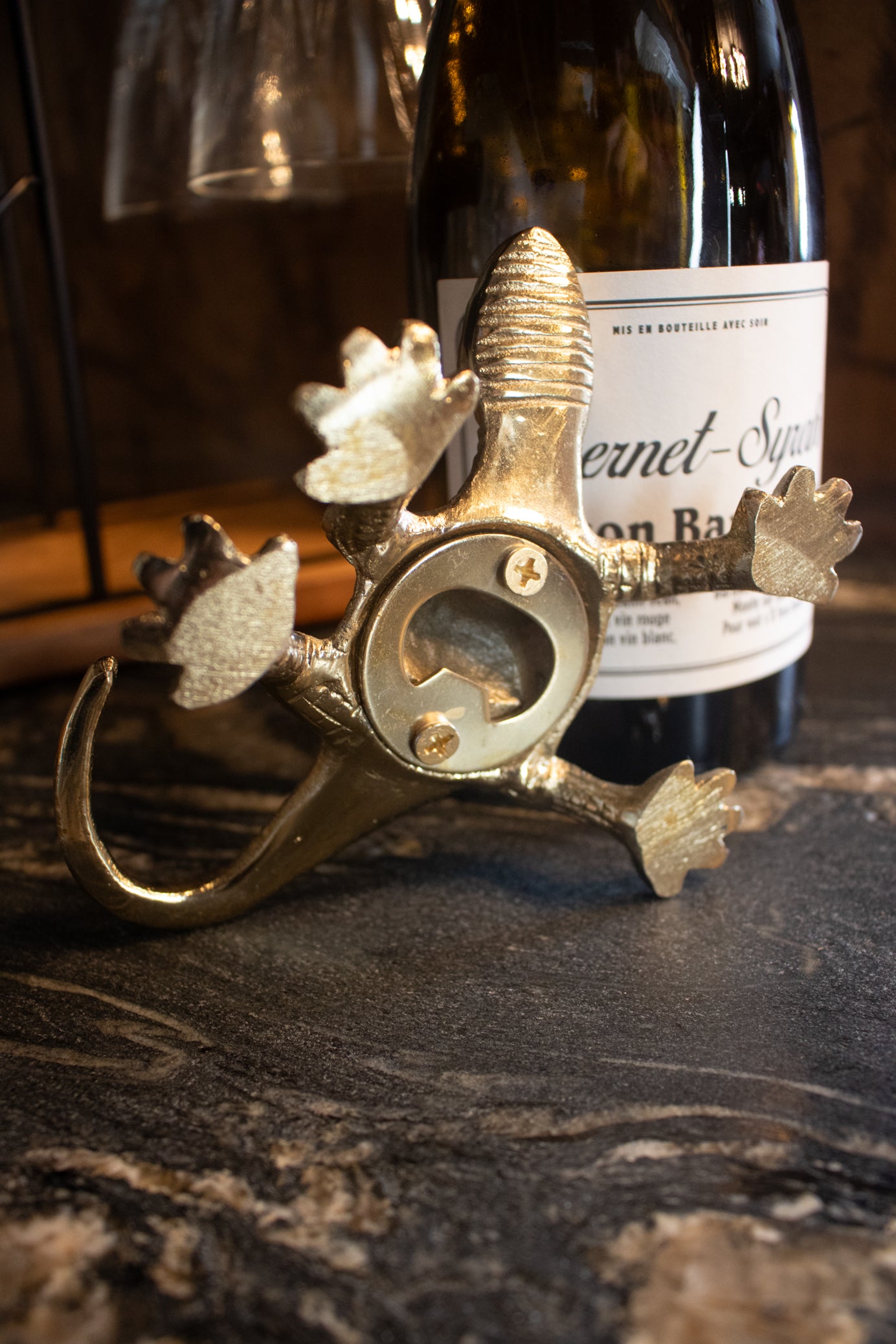 "I am" Bottle Opener Cast Aluminum Lizard