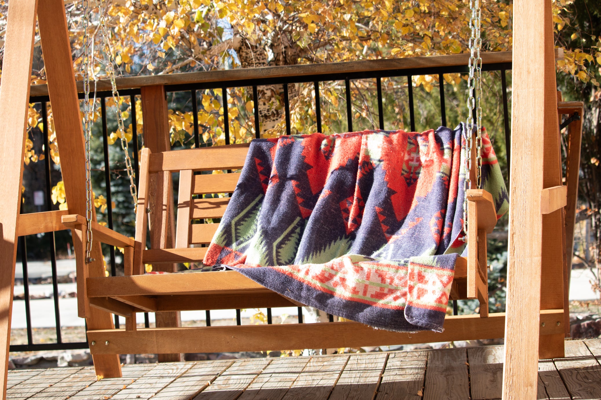 Vintage Aztec Blanket Red, Navy Blue, Green and Black  7ft x 6ft