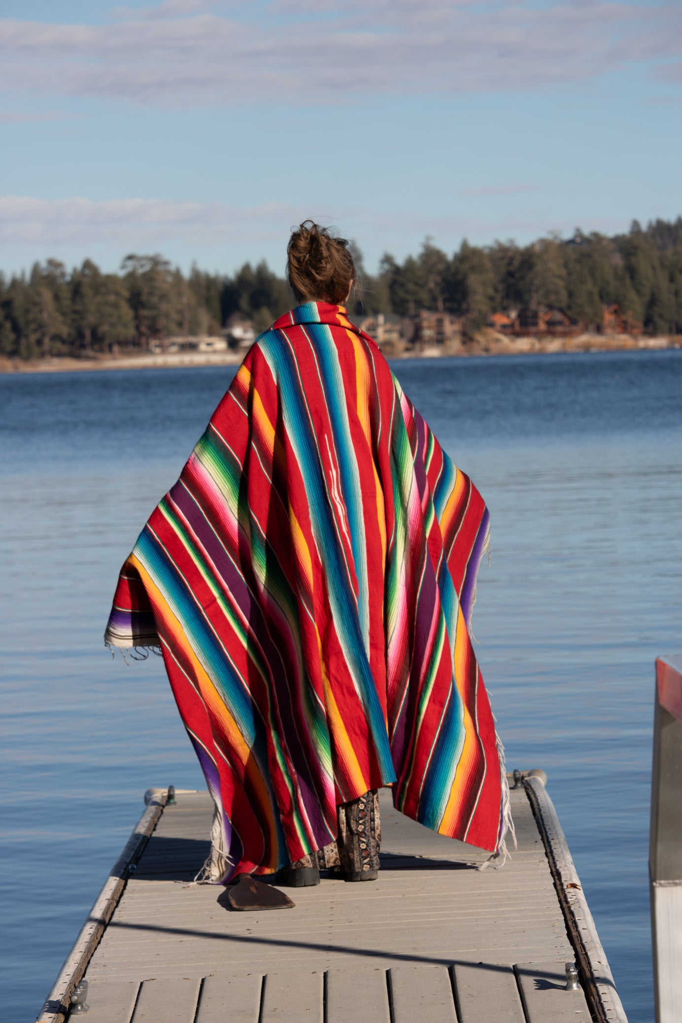 Vintage Southwestern Striped Queen Sized Throw Blanket With Fringe 80" x 60"