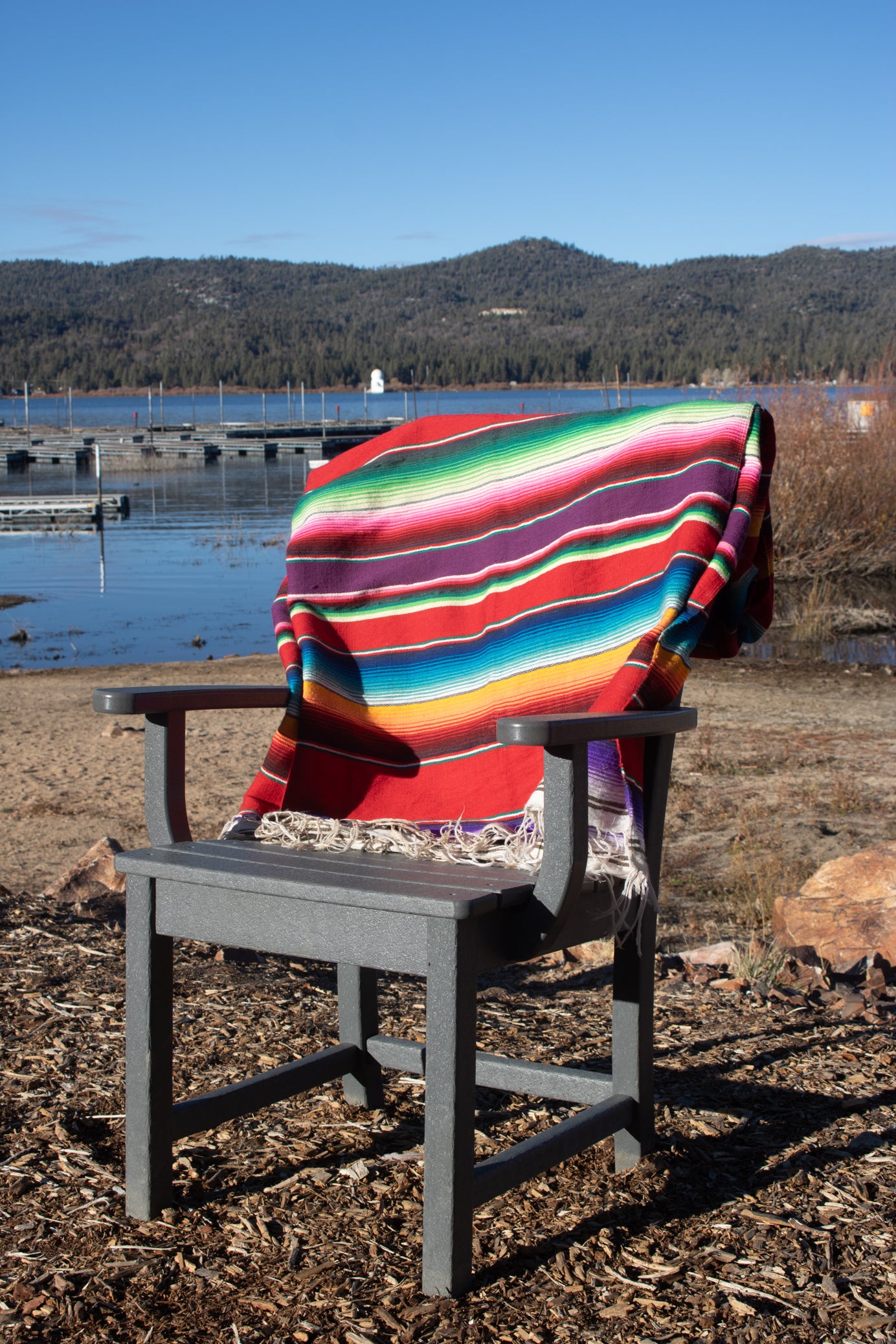 Vintage Southwestern Striped Queen Sized Throw Blanket With Fringe 80" x 60"