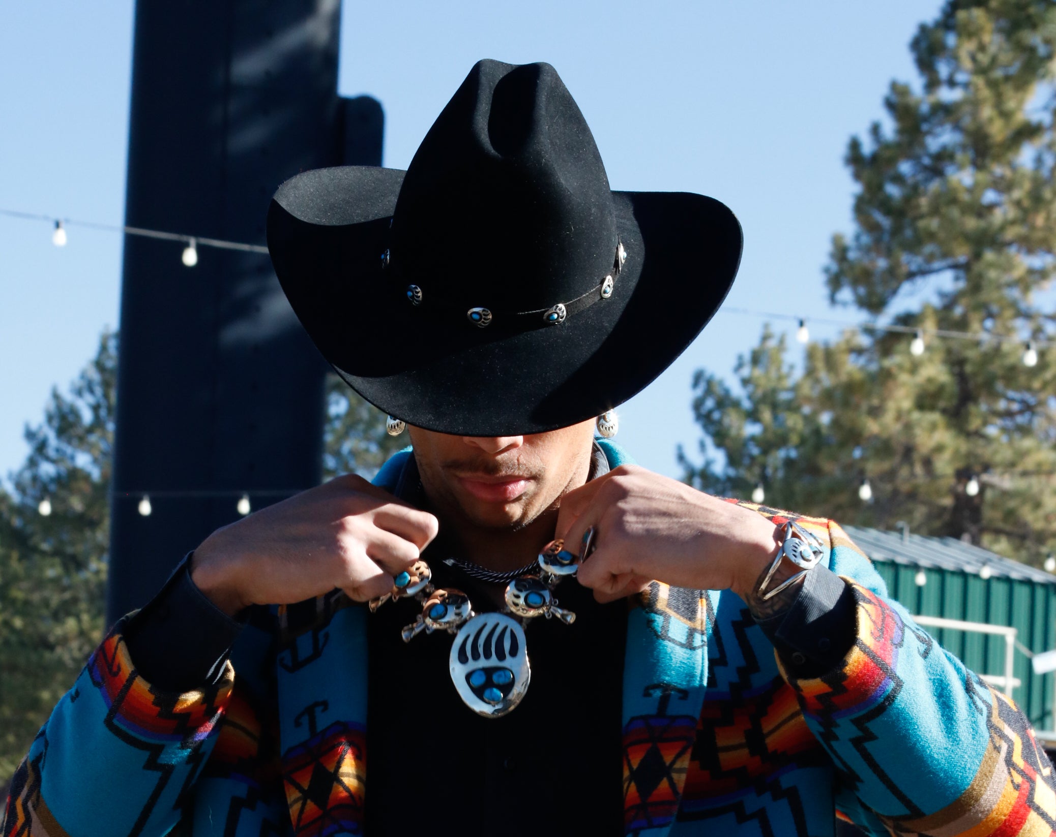 Black XXXX Stetson Cowboy Hat Featuring a Leather Band