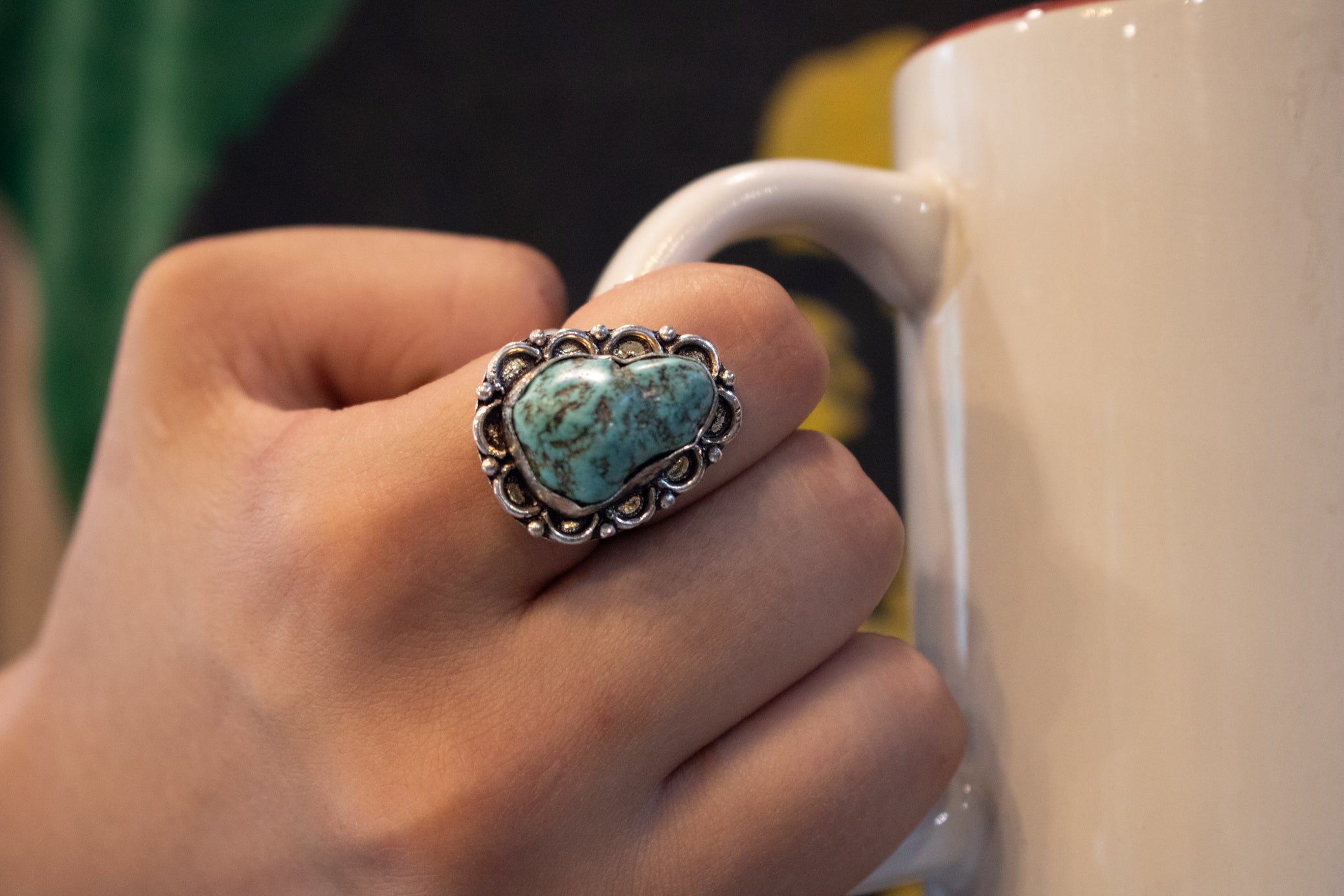 Faux Turquoise Gemstone Ring  Size 8.5