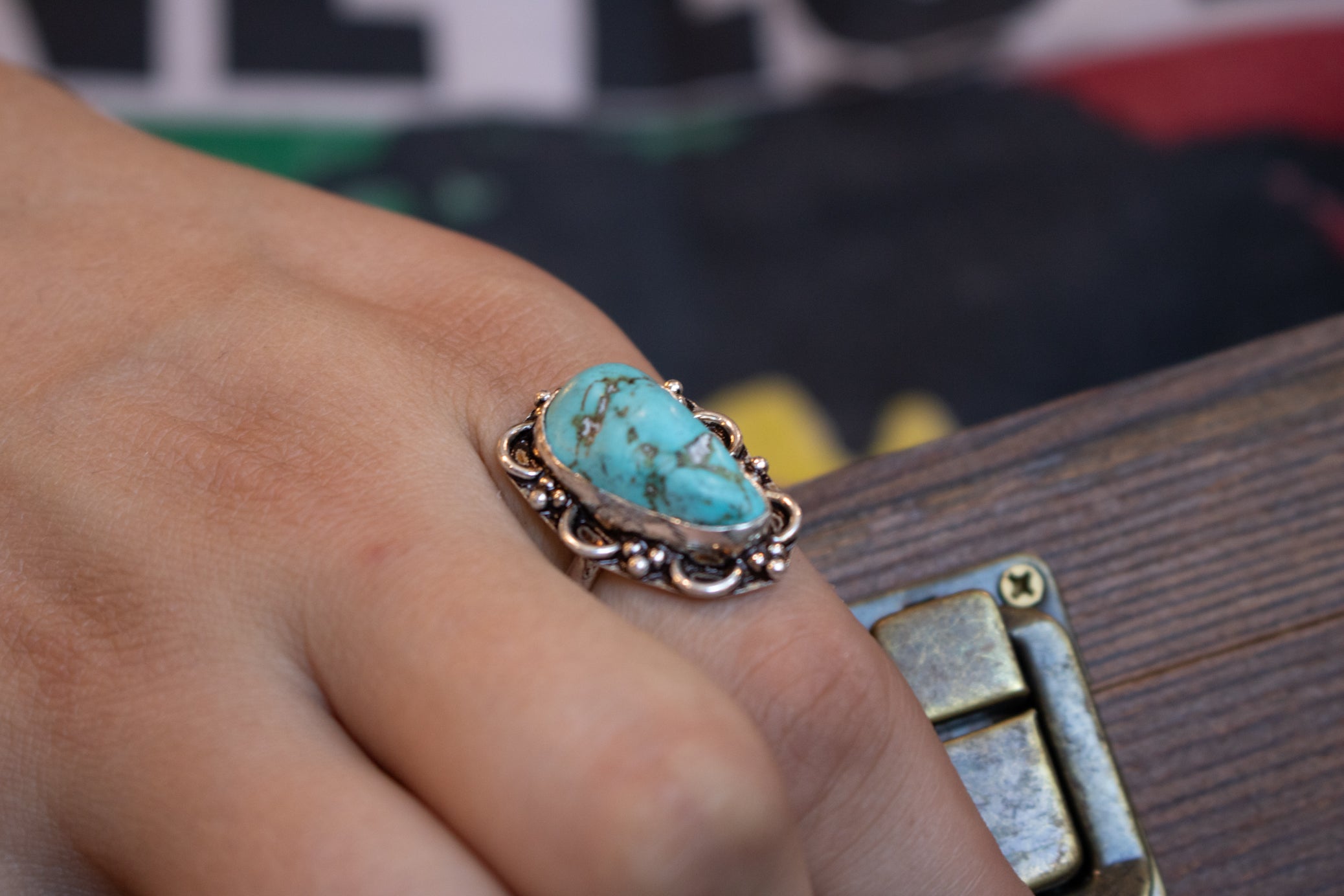 Faux Turquoise Gemstone Ring Size 8