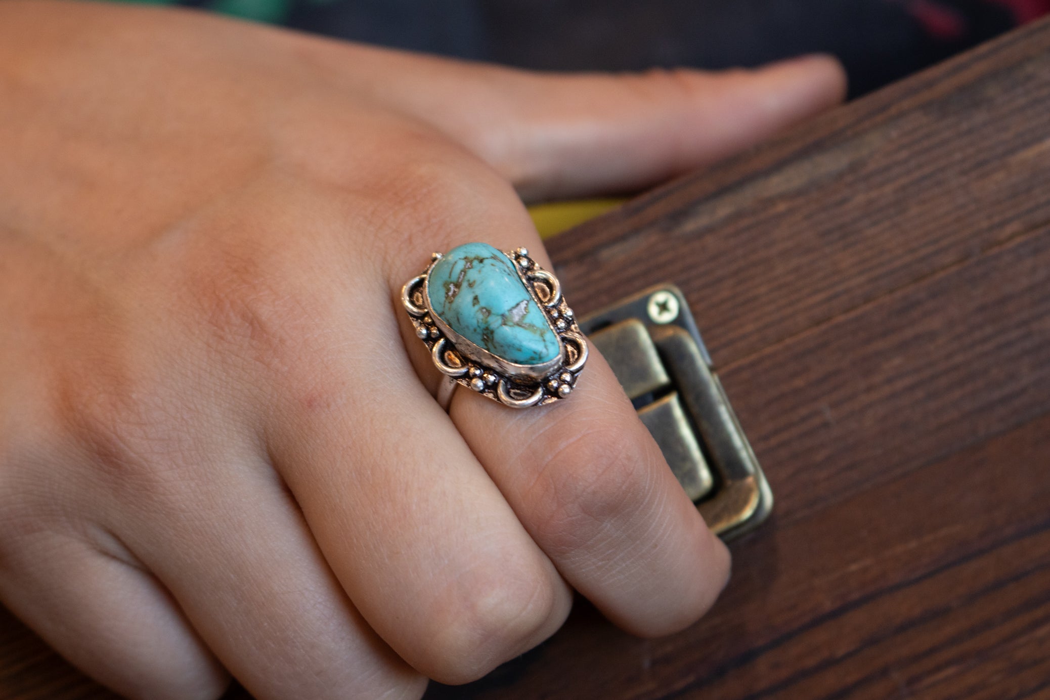 Faux Turquoise Gemstone Ring Size 8