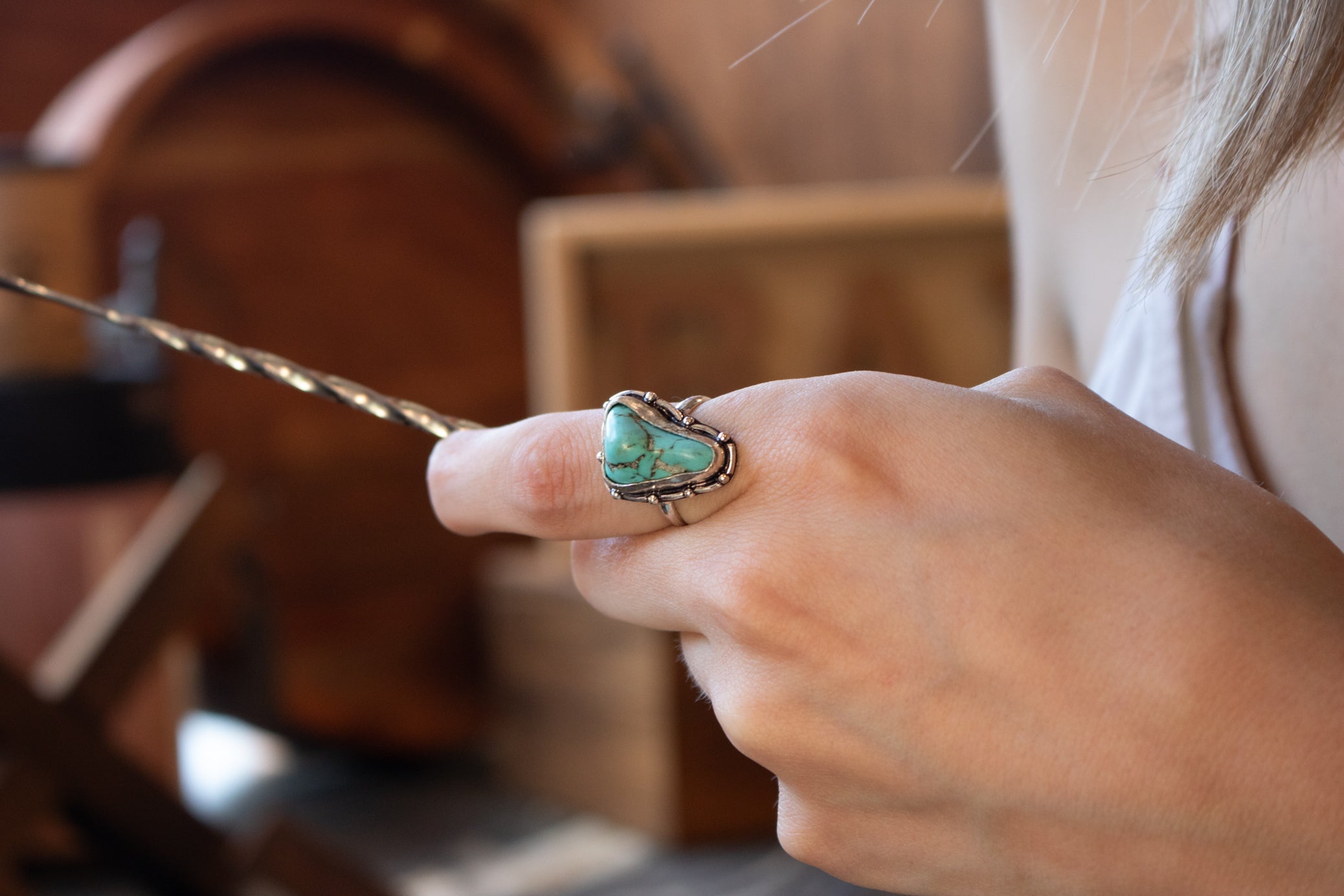 Faux Turquoise Gemstone Ring Size 6