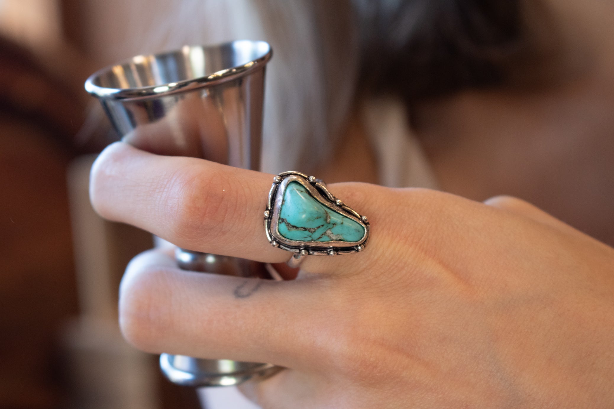Faux Turquoise Gemstone Ring Size 6