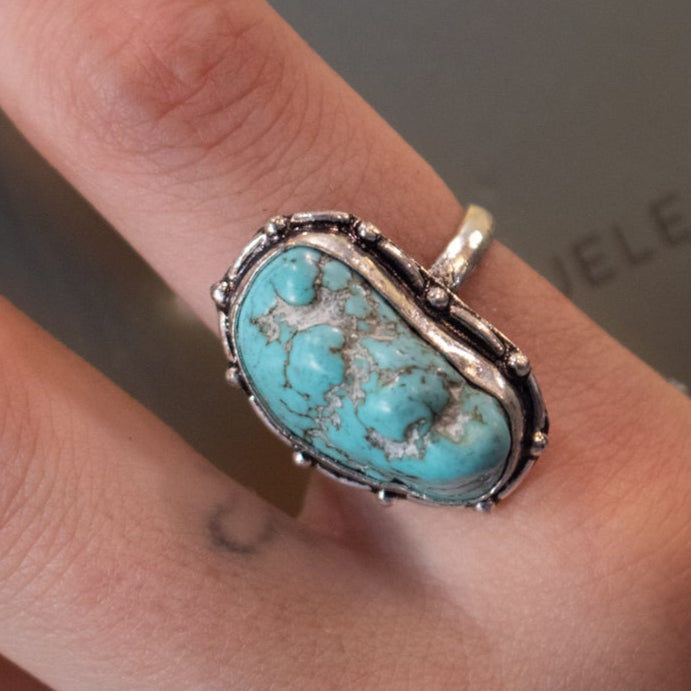 Faux Turquoise Gemstone Ring Size 7