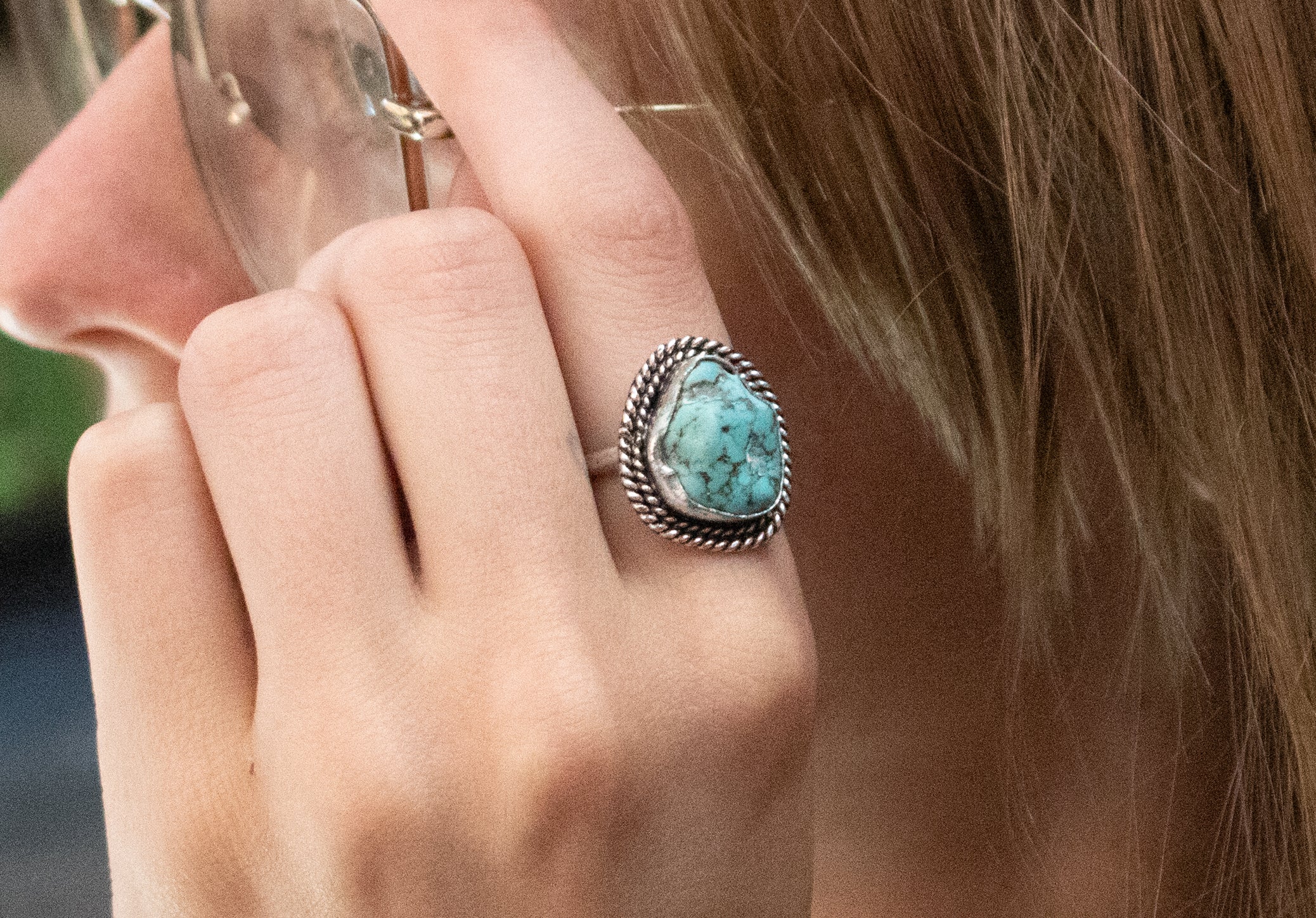 Faux Turquoise Gemstone Ring Size 6