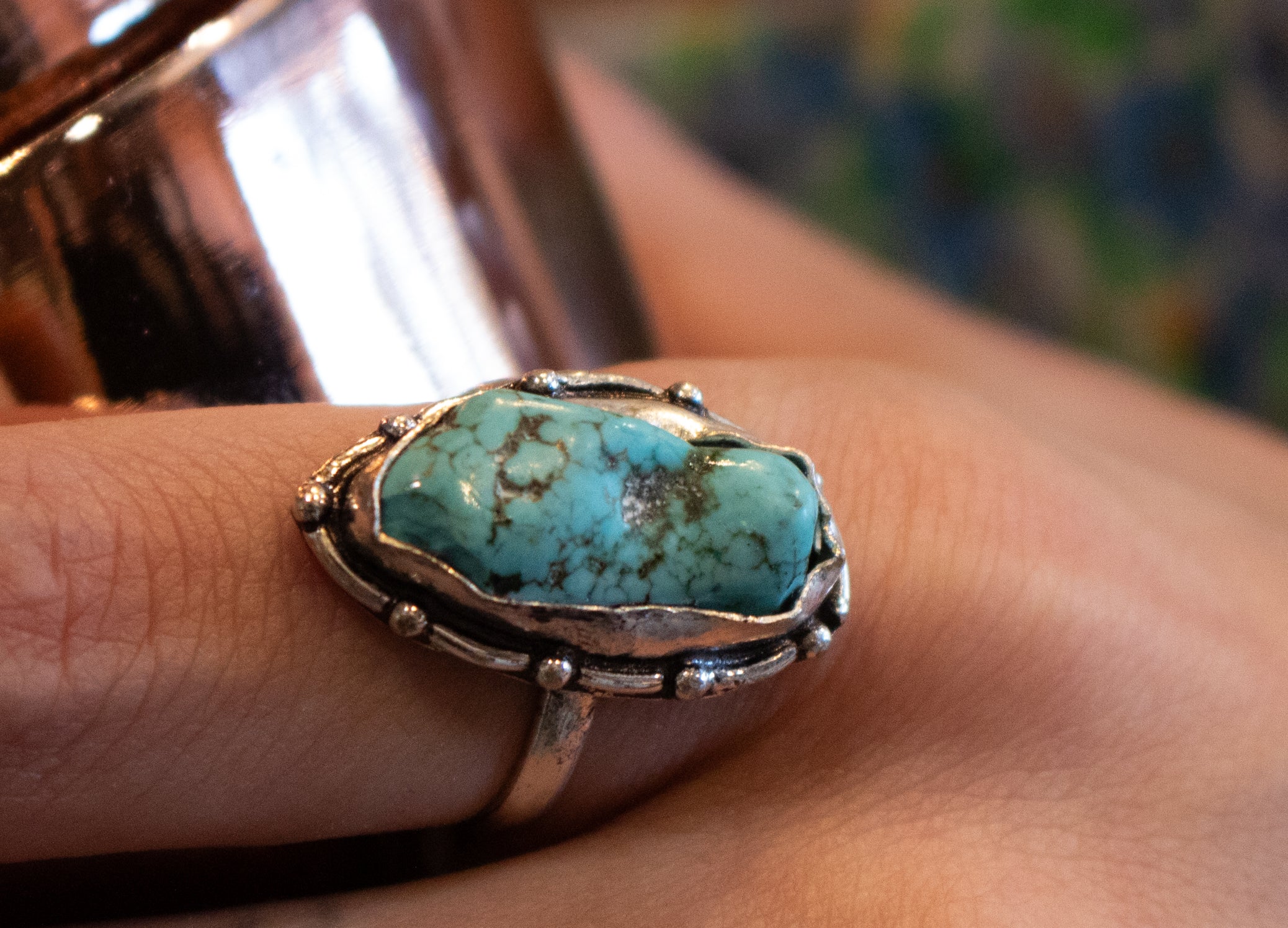 Faux Turquoise Gemstone Ring Size 6.5
