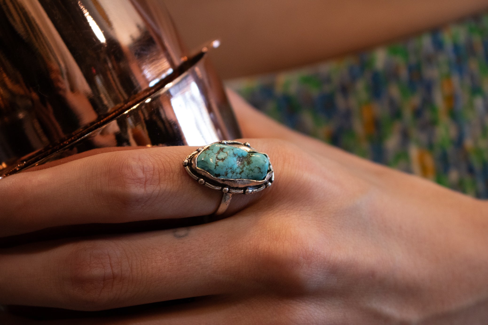 Faux Turquoise Gemstone Ring Size 6.5