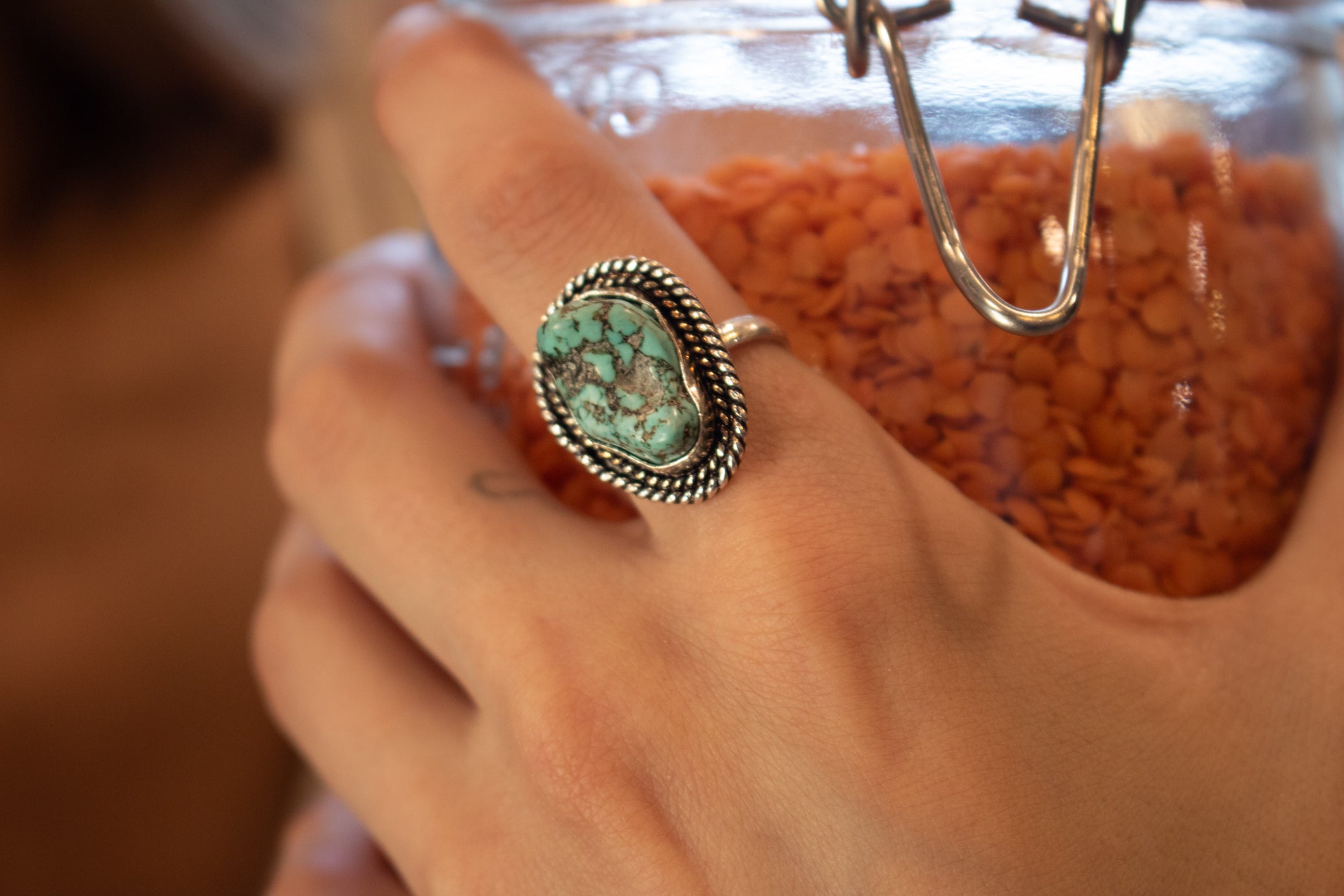 Faux Turquoise Gemstone Ring  Size 7