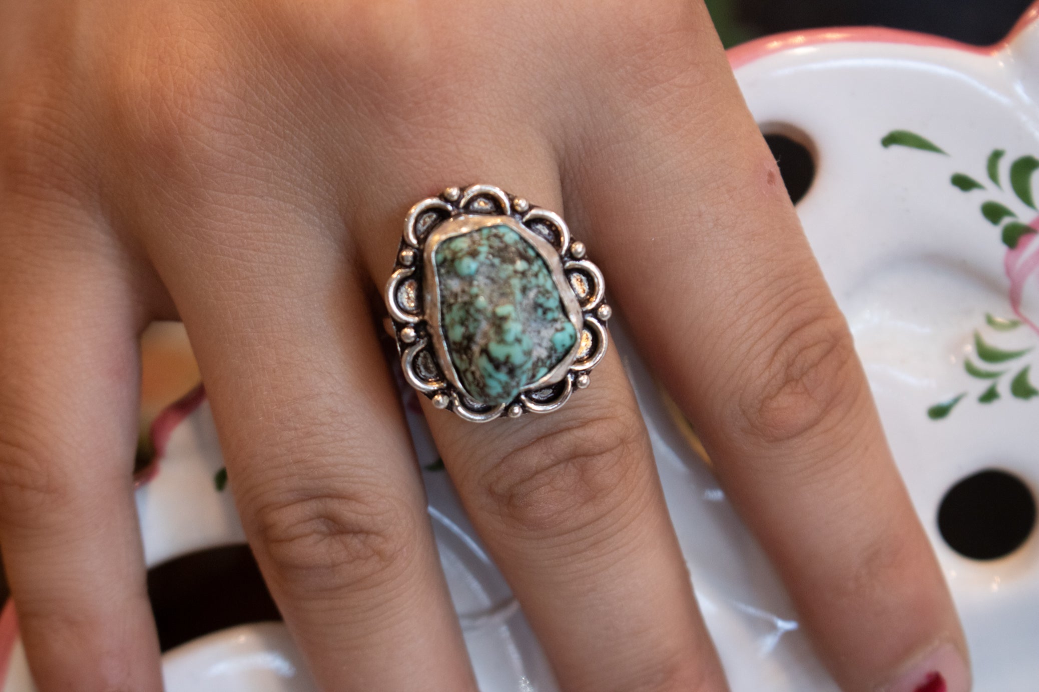 Fuax Turquoise Gemstone Ring Size 8.5