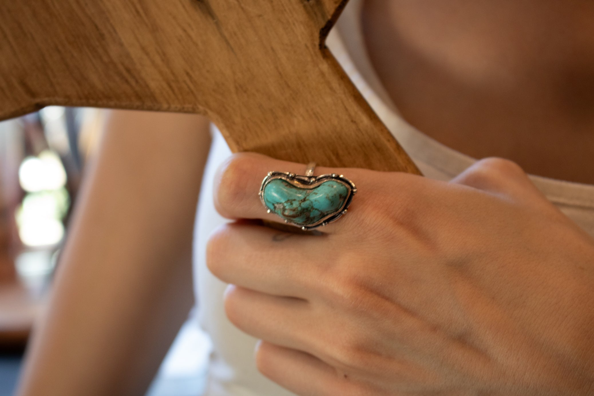 Faux Turquoise Gemstone Ring Size 7