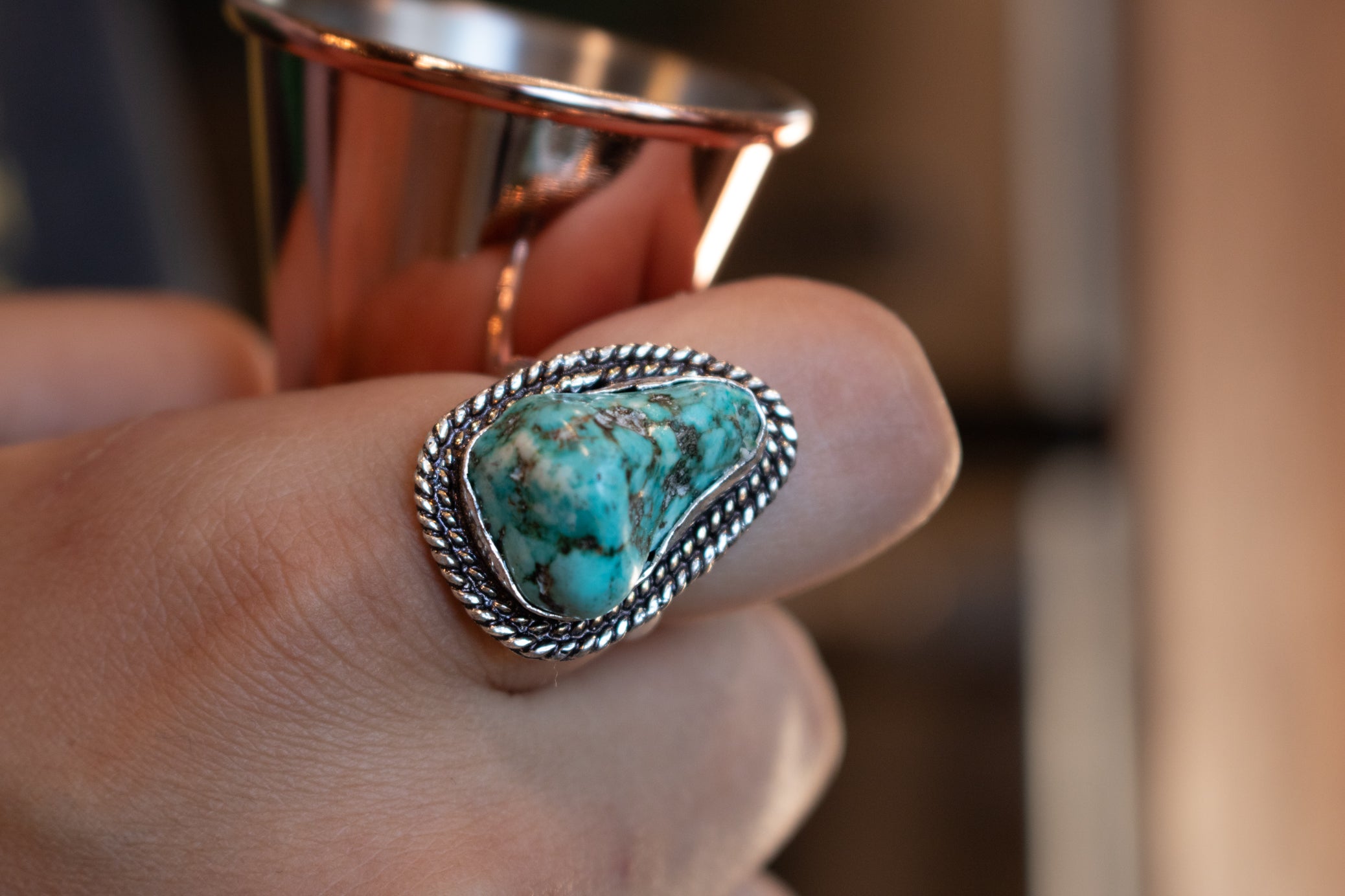 Faux Turquoise Gemstone Ring  Size 8