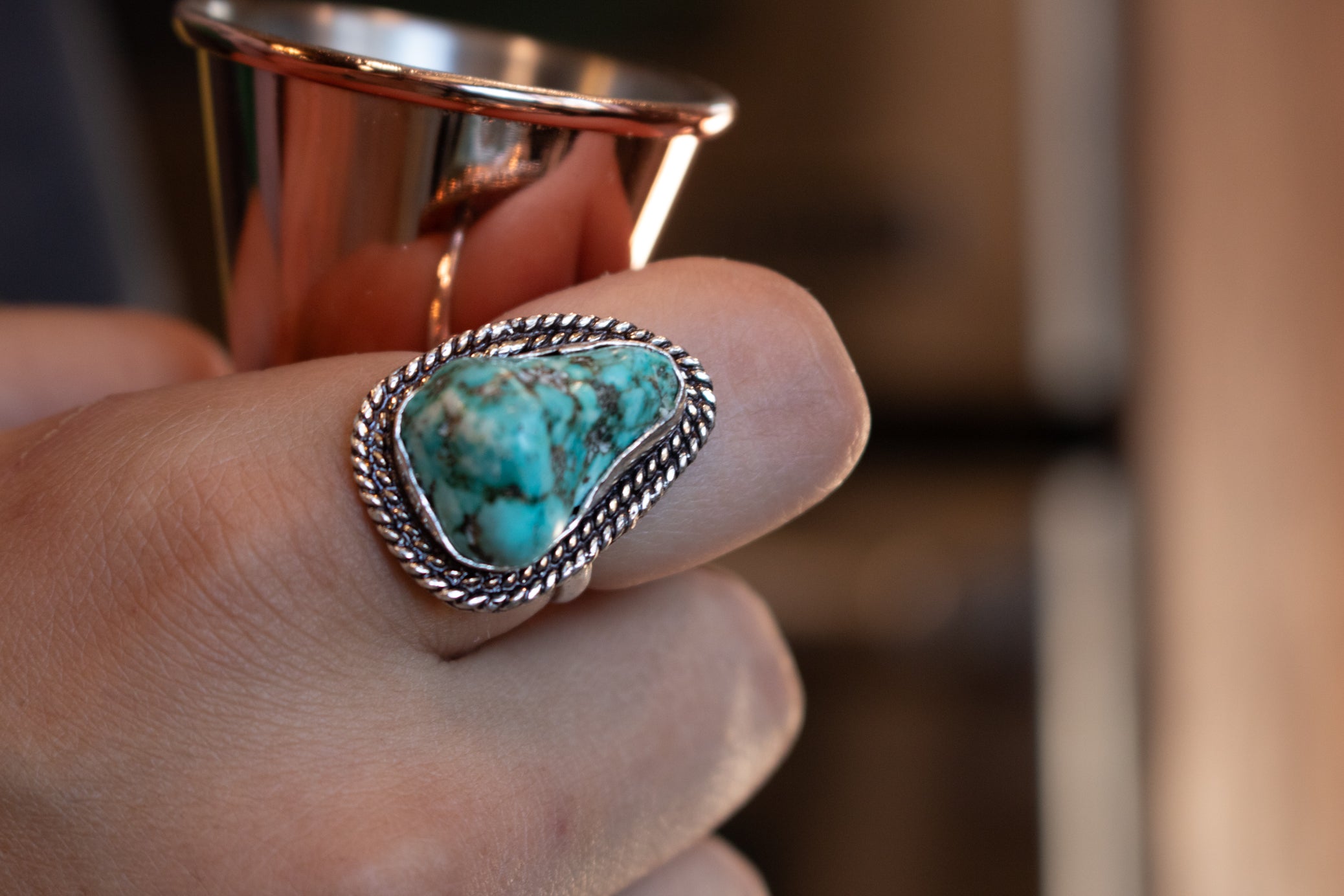Faux Turquoise Gemstone Ring  Size 8