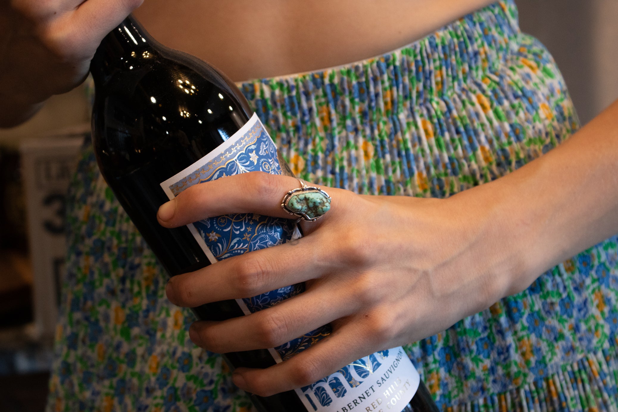 Faux Turquoise Gemstone Ring Size 6.5