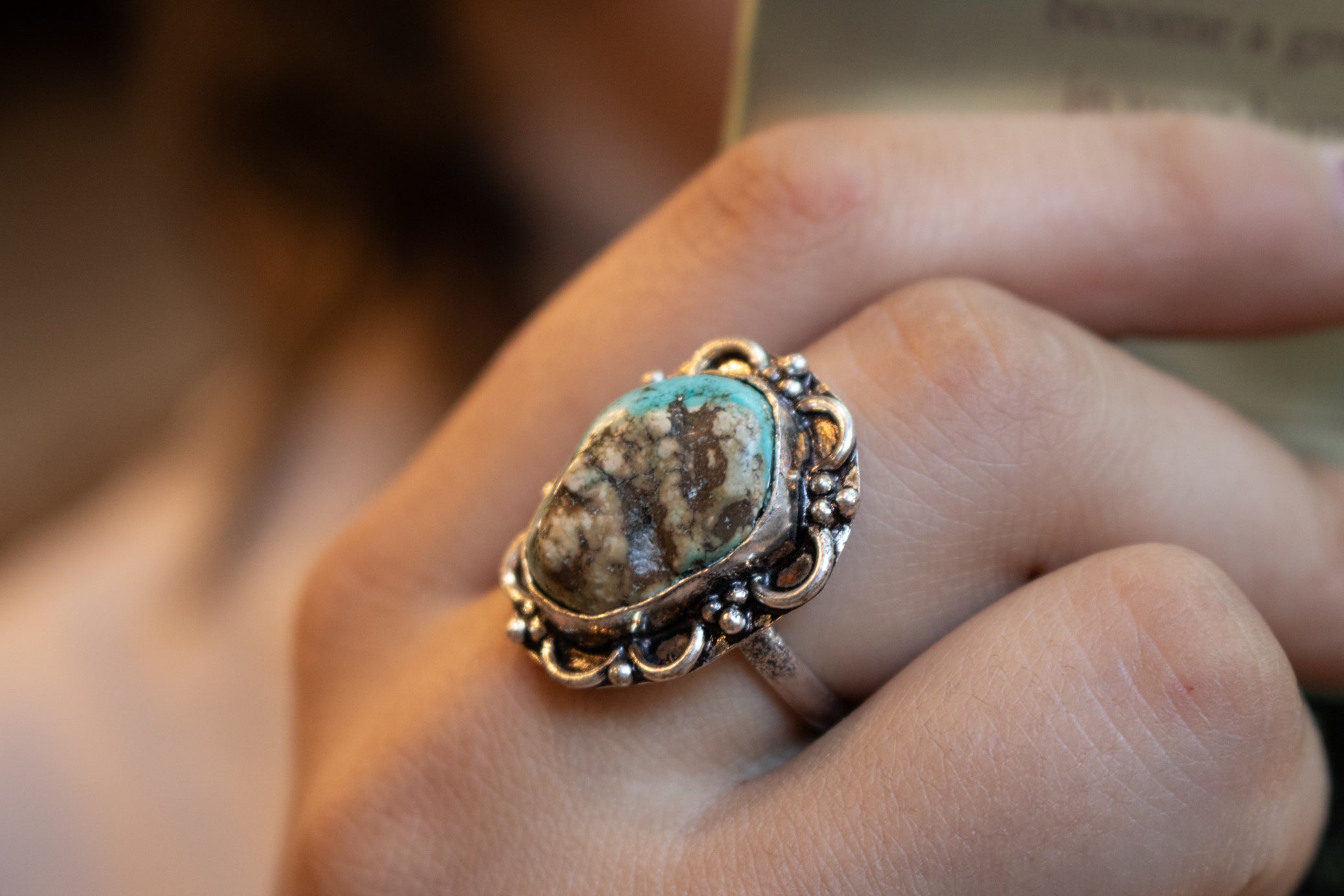 Faux Turquoise Gemstone Ring Size 8.5