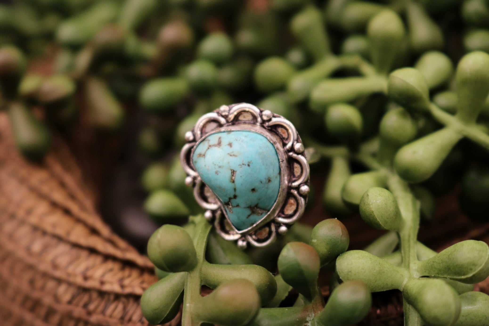Faux Turquoise Gemstone Ring  Size 7
