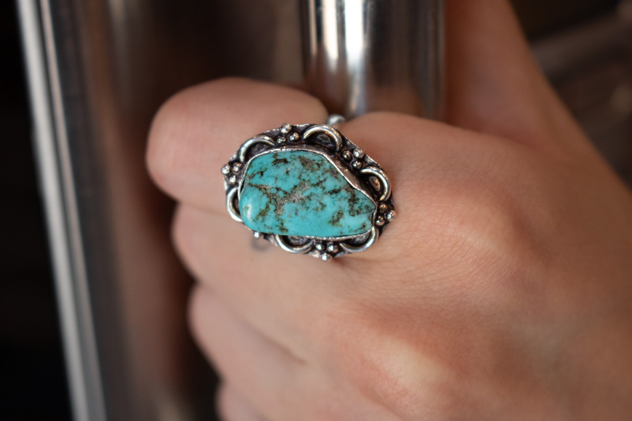 Faux Turquoise Gemstone Ring Size 6.5