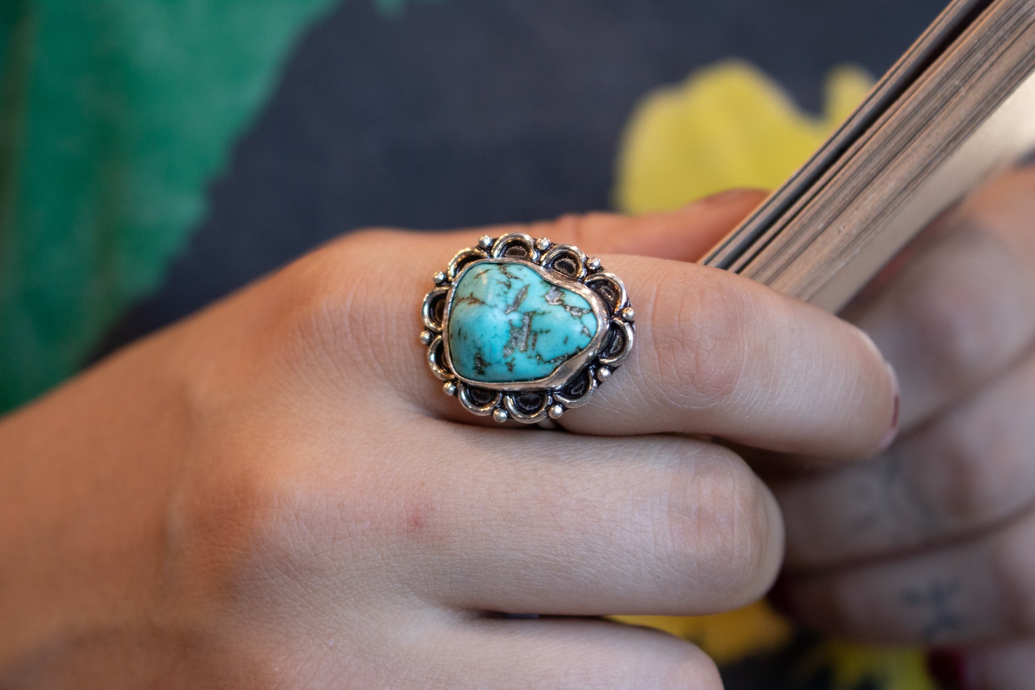 Faux Turquoise Gemstone Ring   Size 8
