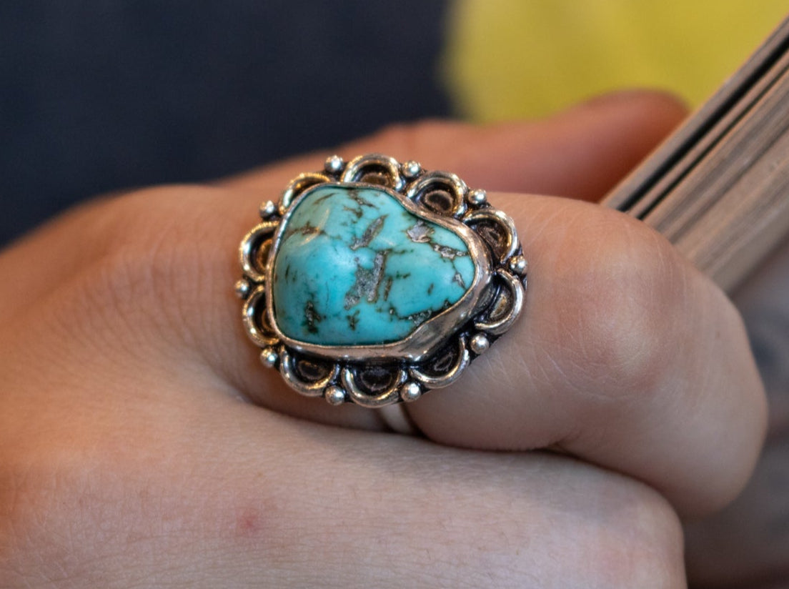 Faux Turquoise Gemstone Ring   Size 8