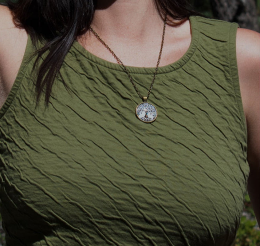 Mystic Tree of Life Resin Bubble Pendent Necklace