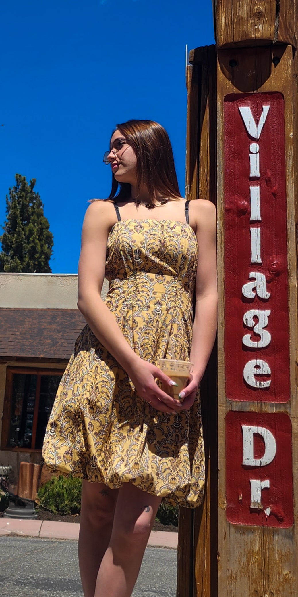 Plenty by Tracy Reese Mustard Yellow with Brown Leafy Design Strapless Dress Size 4