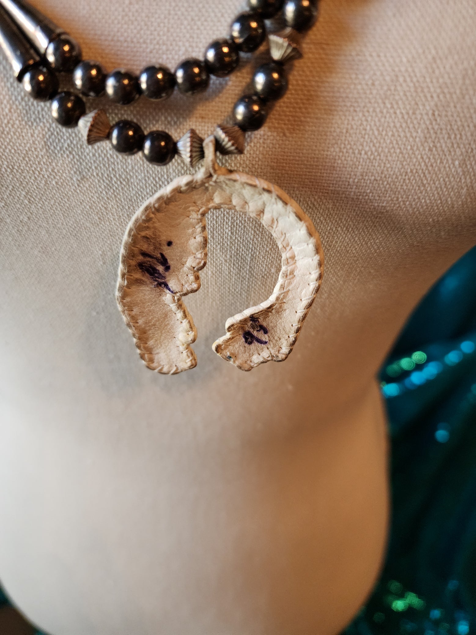 Vintage Hand-stitched Navajo Pearl Yei Necklace