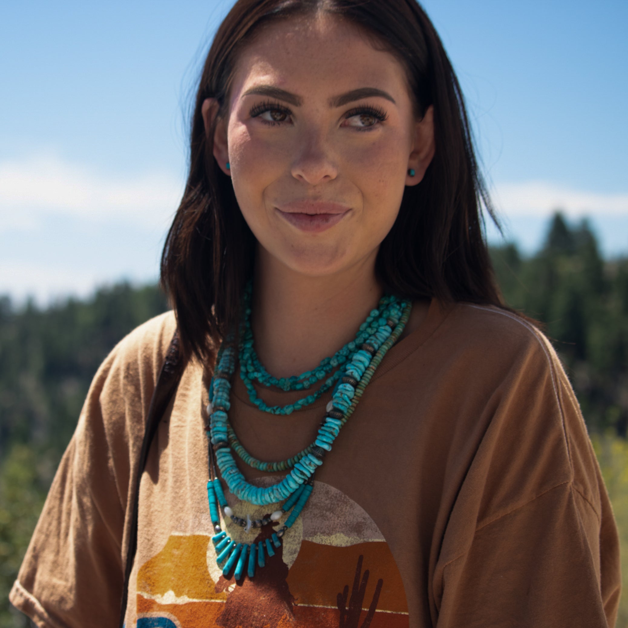 Vintage Native American Navajo Sterling Silver Turquoise Opal Necklace with Little Opal Bird