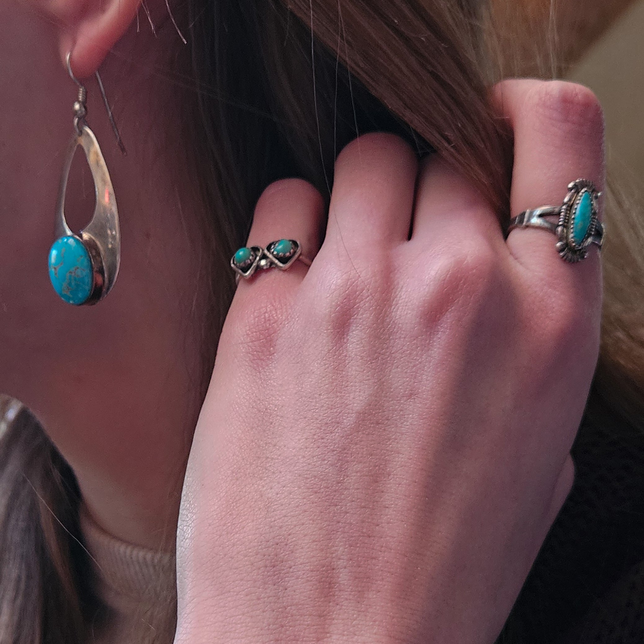 Santa Rita Turquoise Gemstones Sterling Silver Simple Sleek band Size 3