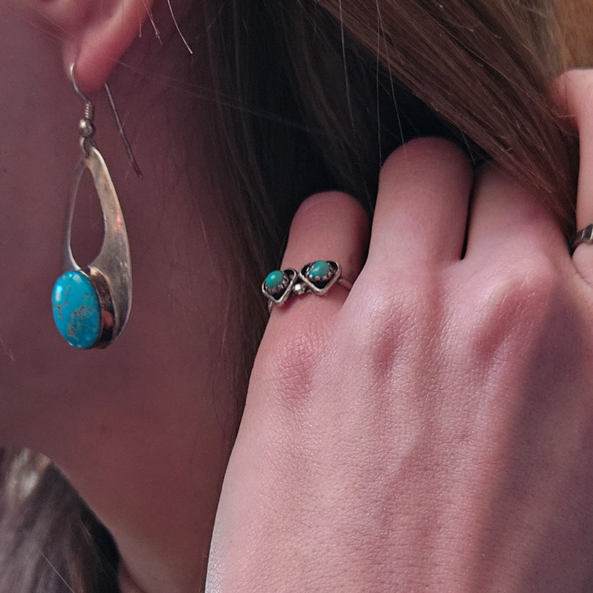 Santa Rita Turquoise Gemstones Sterling Silver Simple Sleek band Size 3