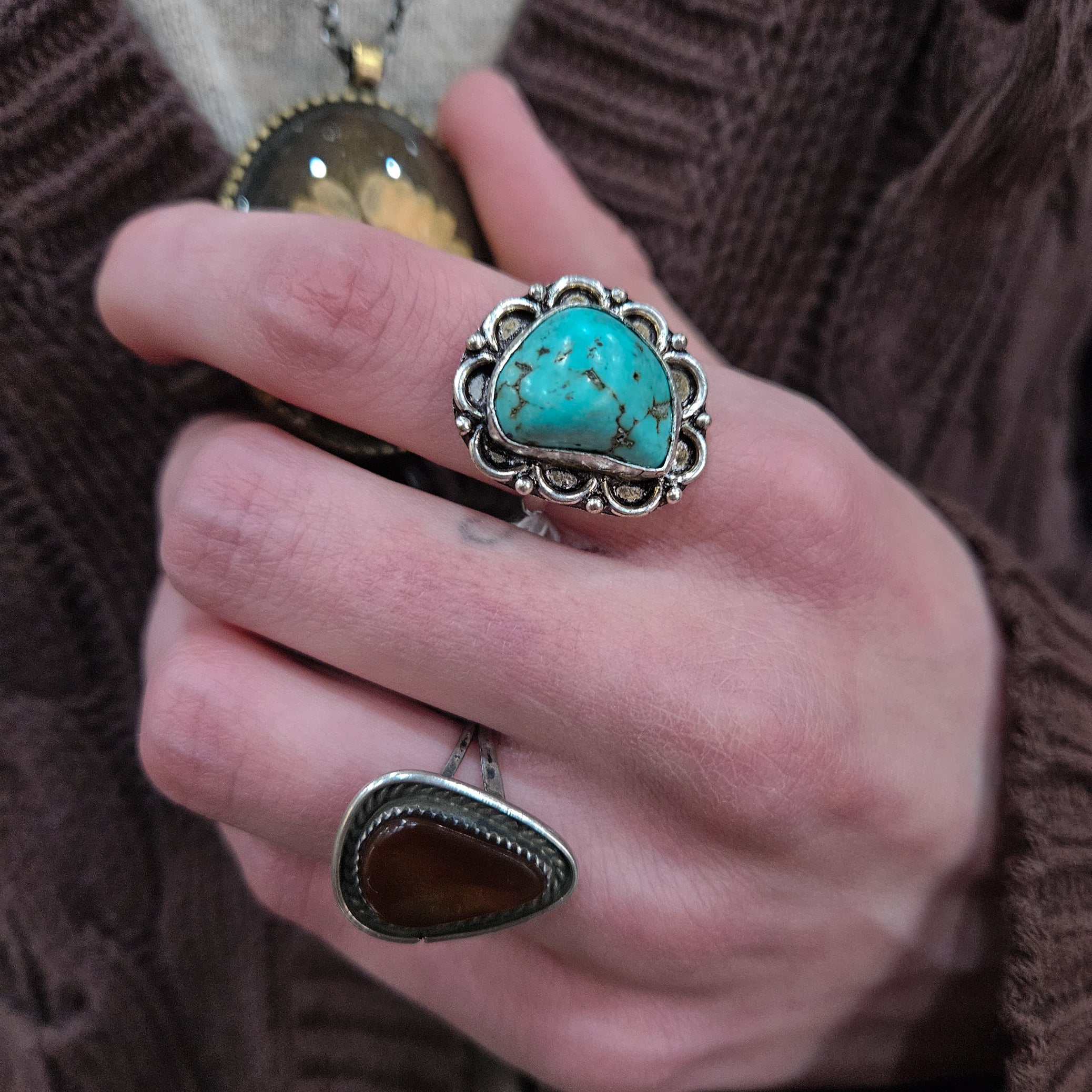 Faux Turquoise Gemstone Ring  Size 7