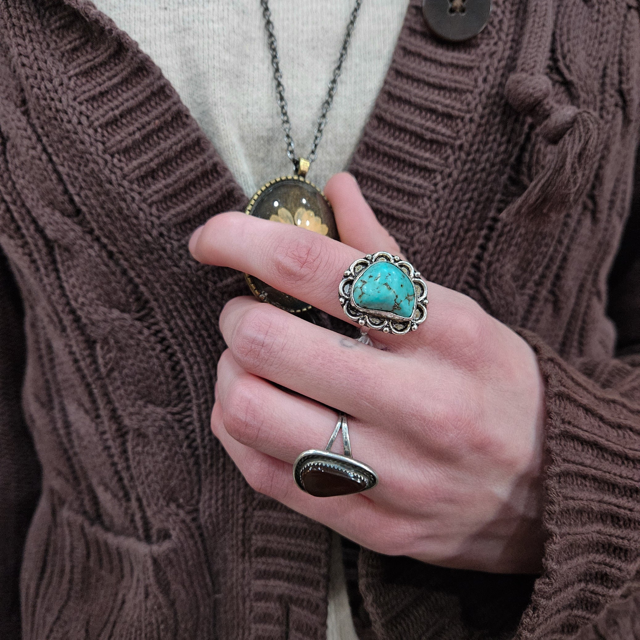 Faux Turquoise Gemstone Ring  Size 7