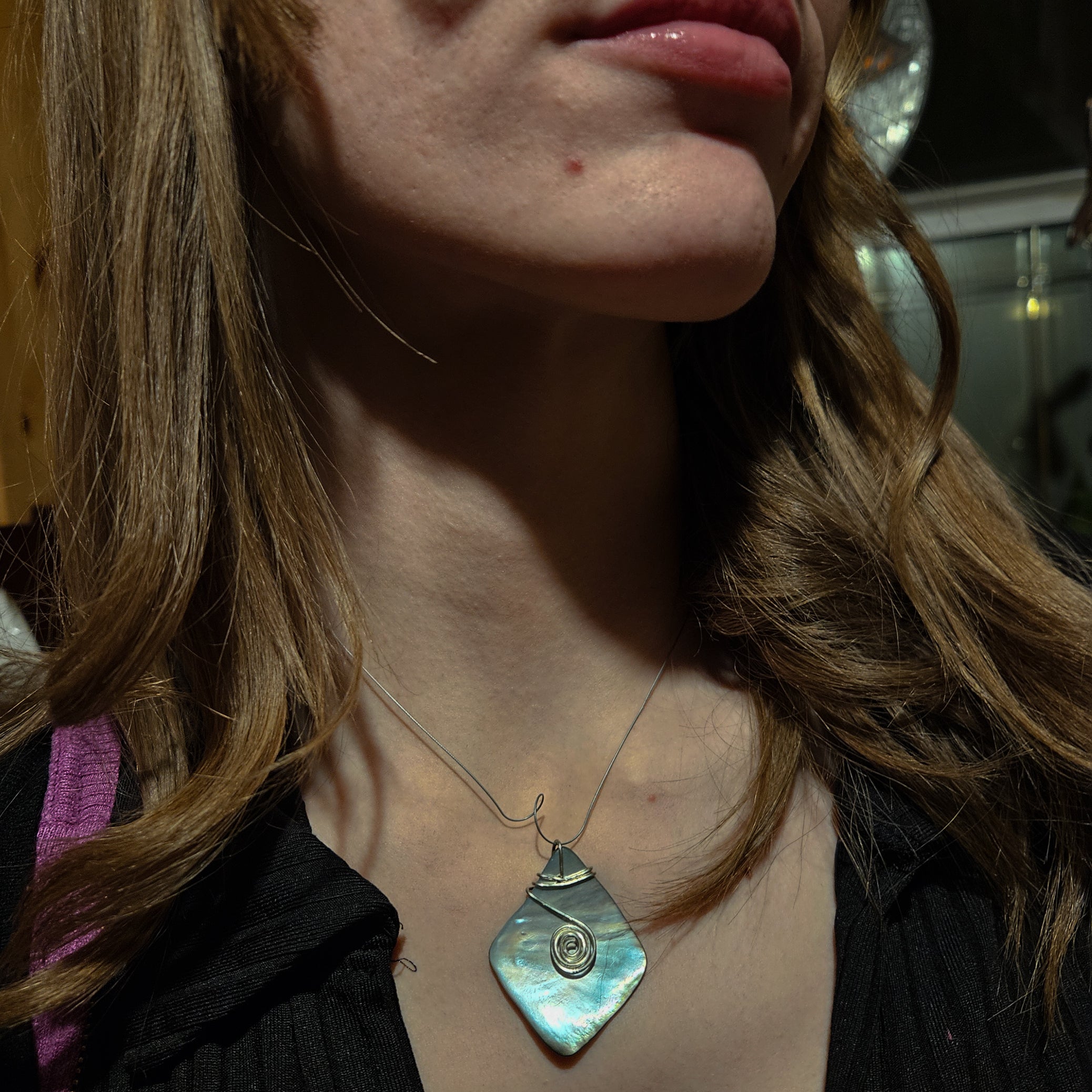 Abalone Shell with Infinity Spiral On a Choker String