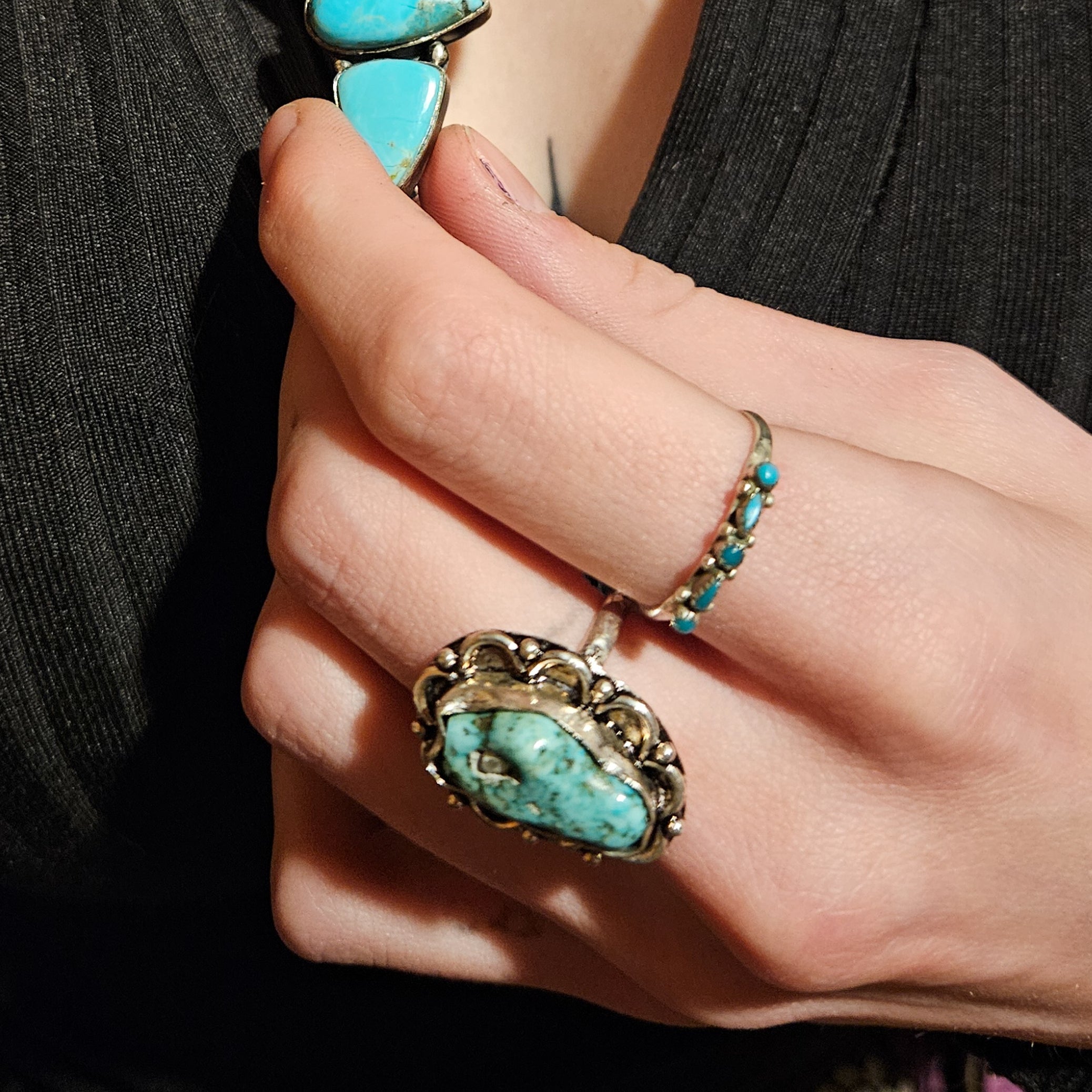 Faux Turquoise Gemstone Ring Size 6.5