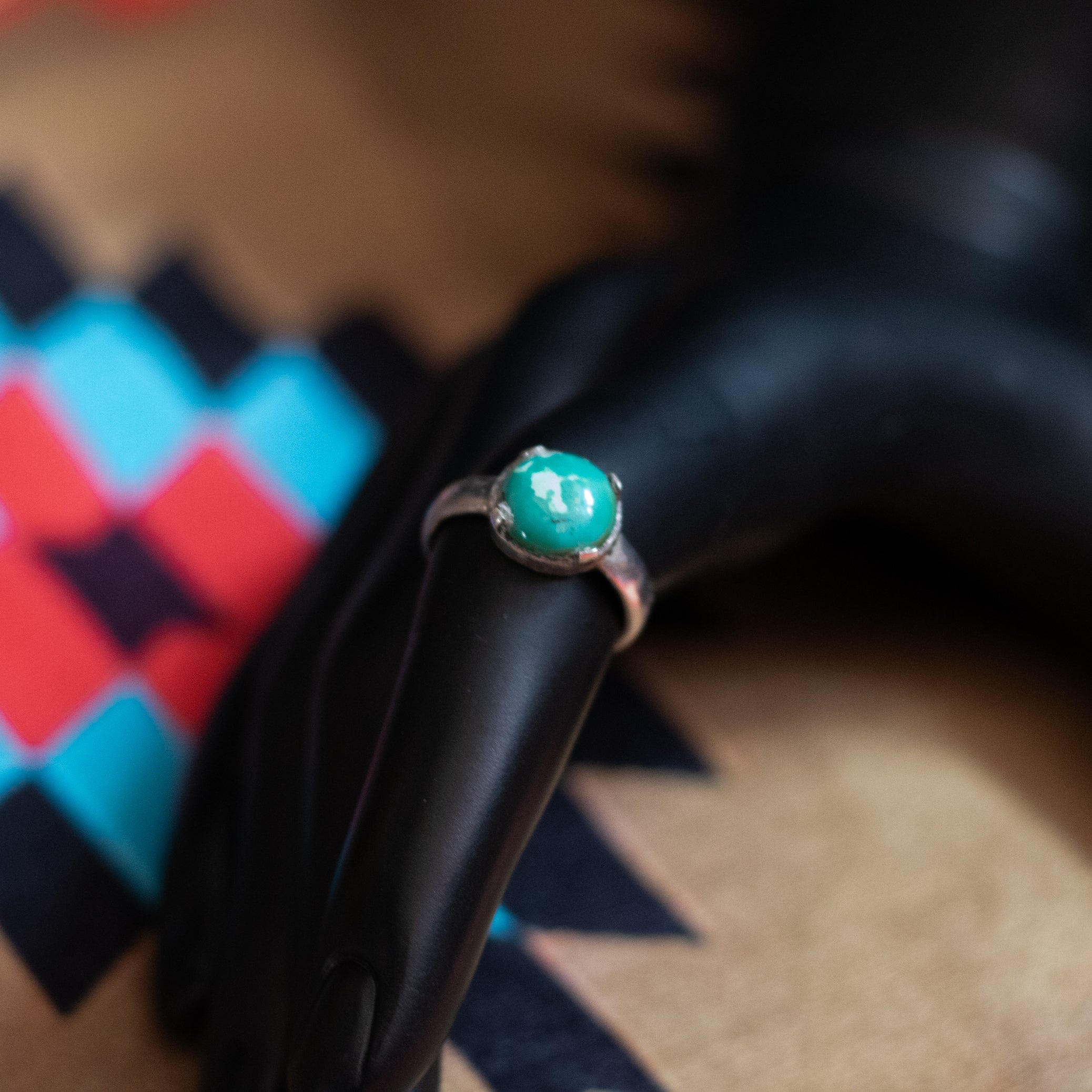 Sterling Silver Hachiya Turquoise Gemstone Ring Size 7.5