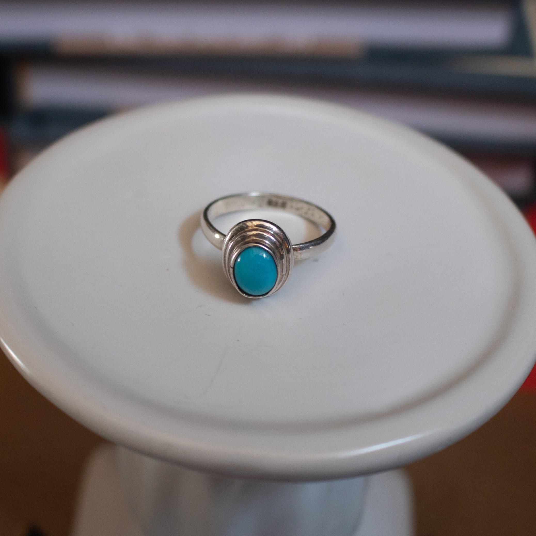 San Bernardino Turquoise Silver Ring Size 7.5