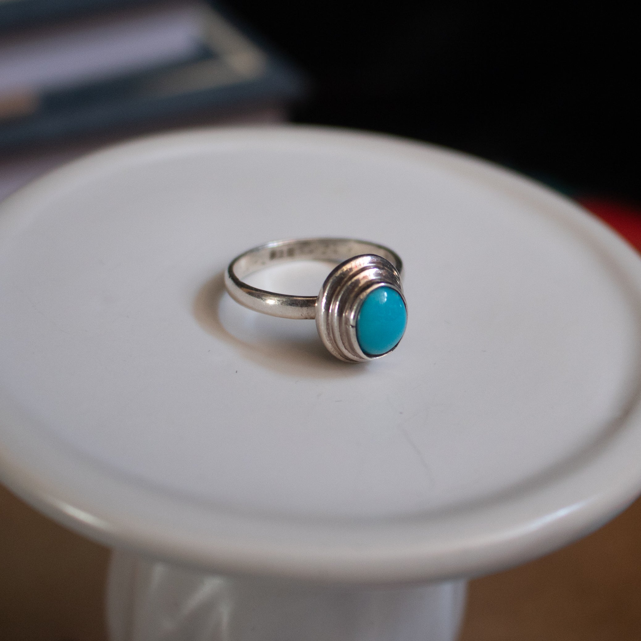 San Bernardino Turquoise Silver Ring Size 7.5