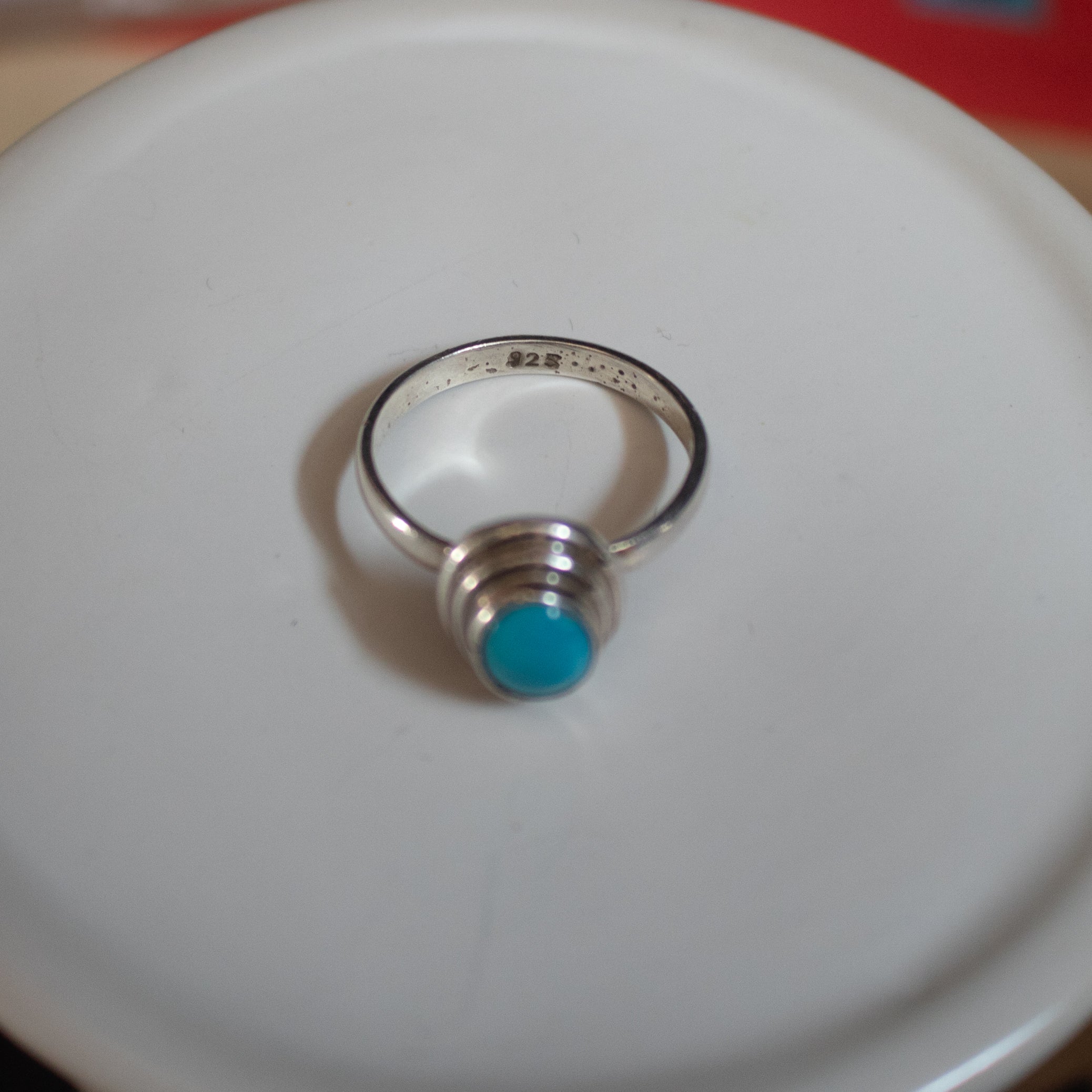 San Bernardino Turquoise Silver Ring Size 7.5
