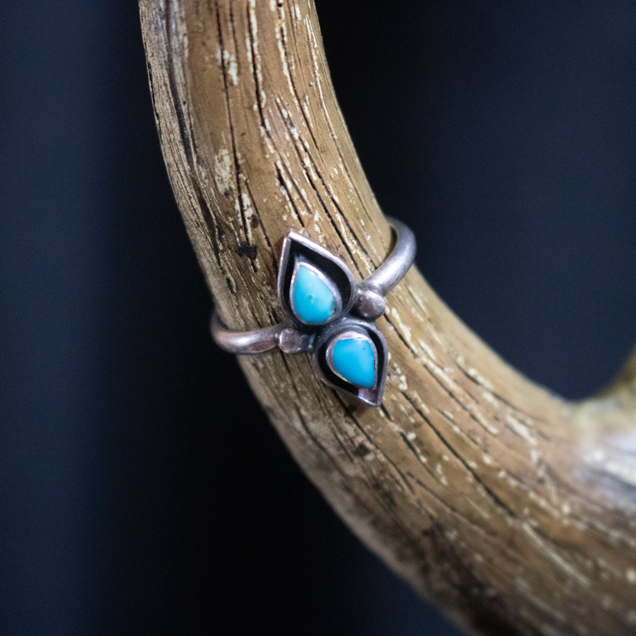 Turquoise Stones Embedded into a Sterling Silver Ring-Band Size 8.5