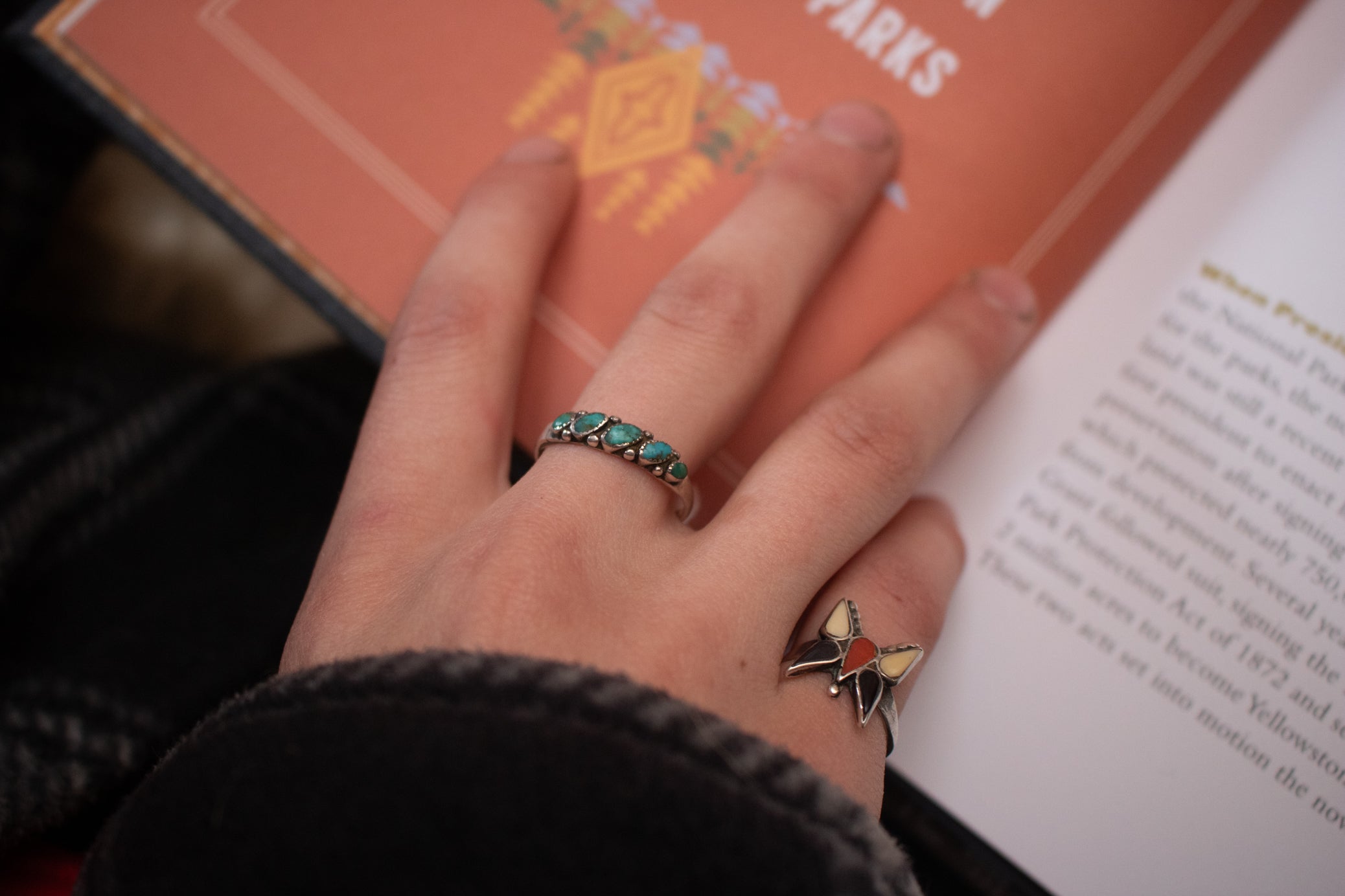 Vintage Navajo Turquoise Gemstone Ring Size 9