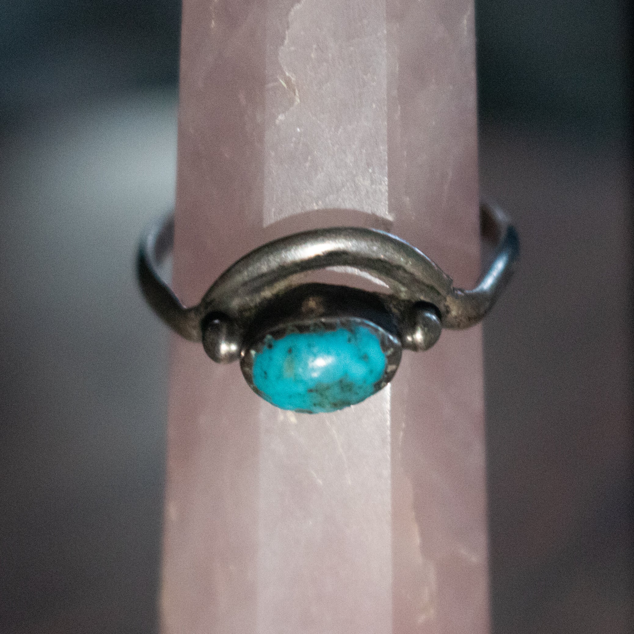 Fox Turquoise Gemstone embedded in Sterling Silver Ring Size 9