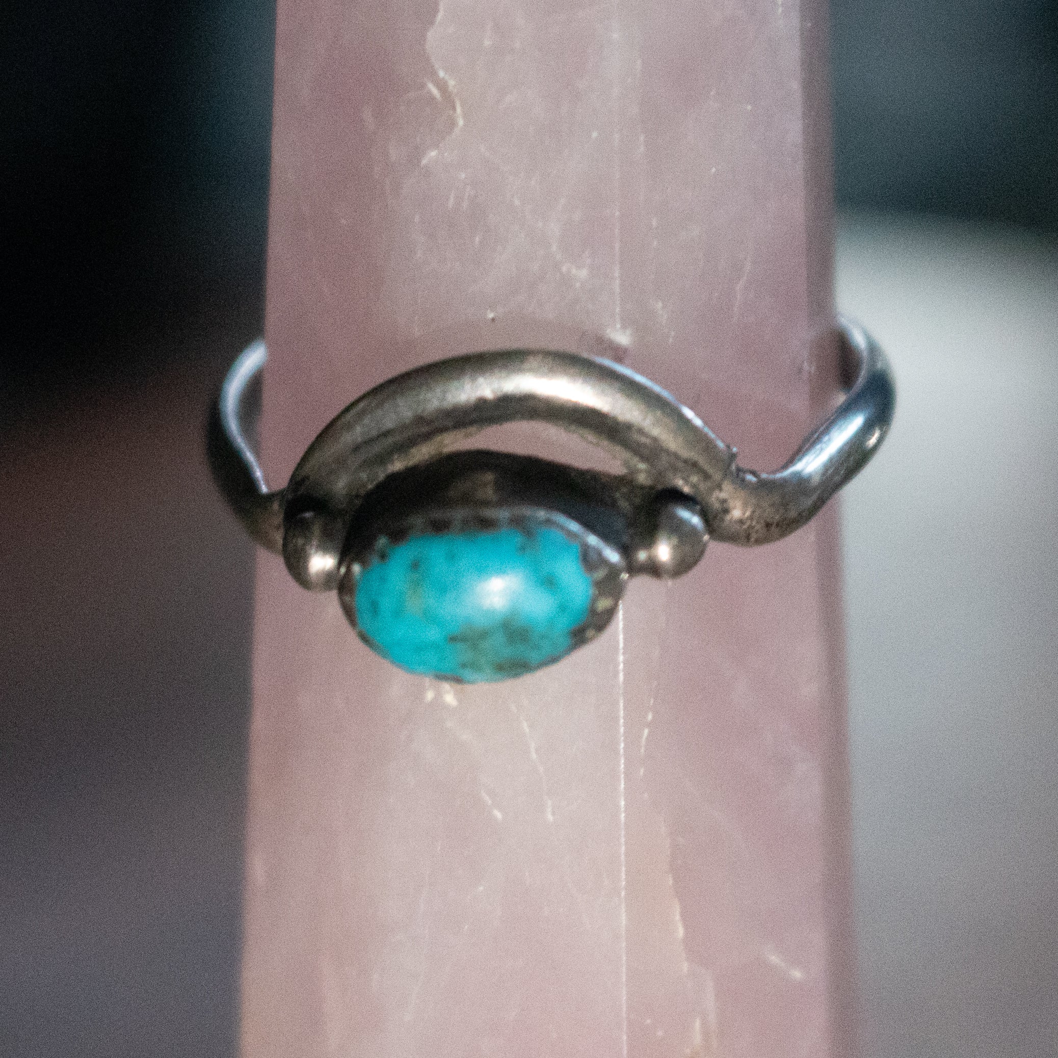 Fox Turquoise Gemstone embedded in Sterling Silver Ring Size 9